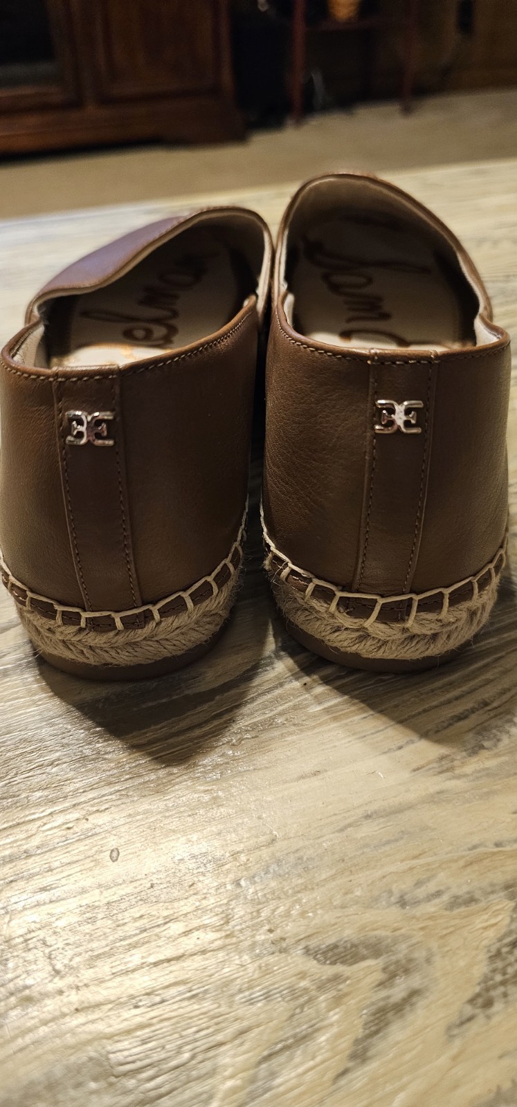 Sam Edelman Kesia Leather Espadrilles Slip-On Loafers, Size 10 M, Caramel Brown