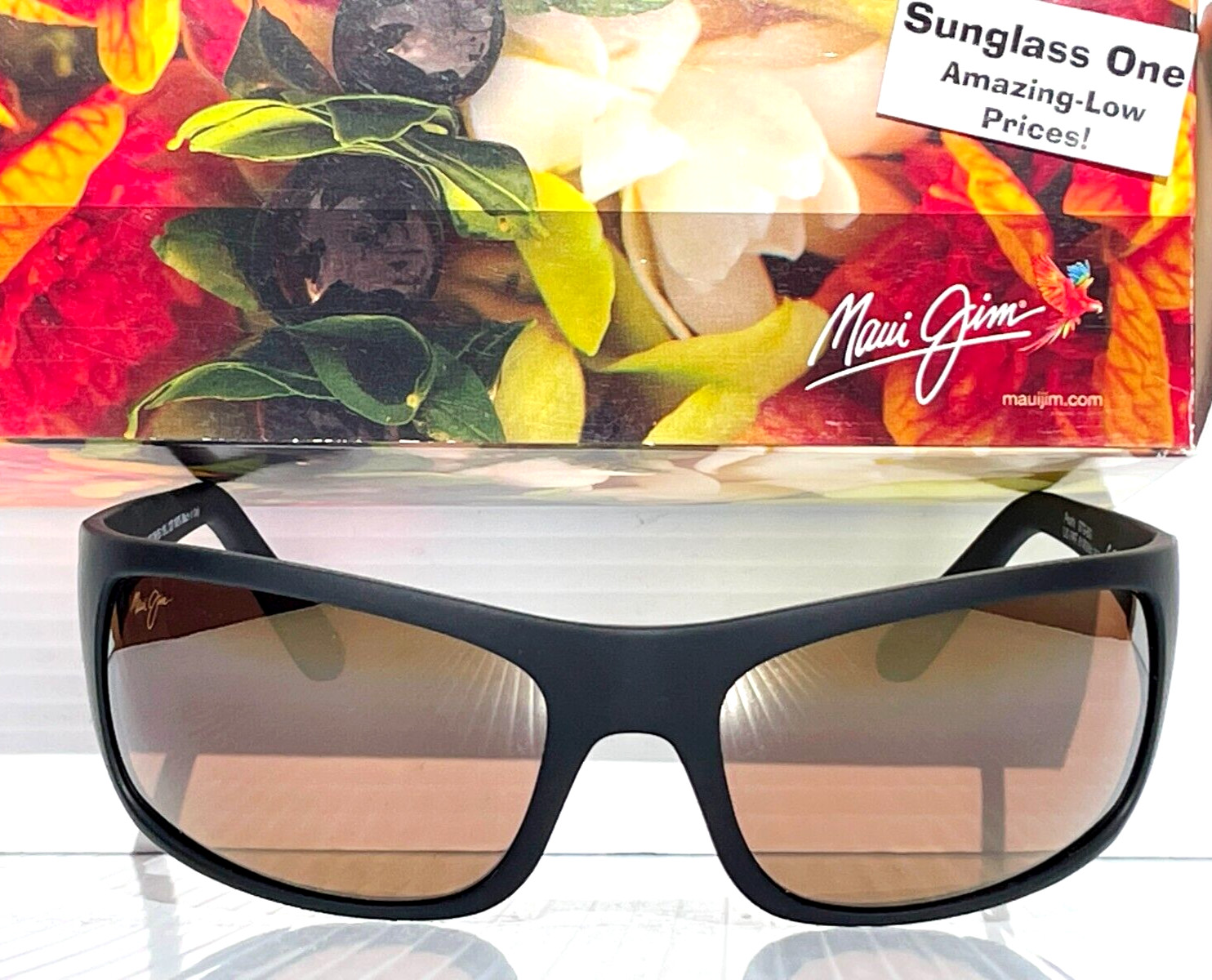 NEW Maui Jim PEAHI Matte Black Rubber POLARIZED Bronze GLASS Sunglass H202-2M