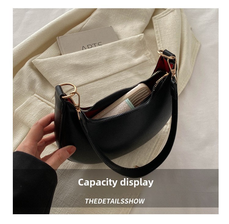 Luxury Moon Shape Shoulder Bag Womens Designer Style Baseball Handbag Purse