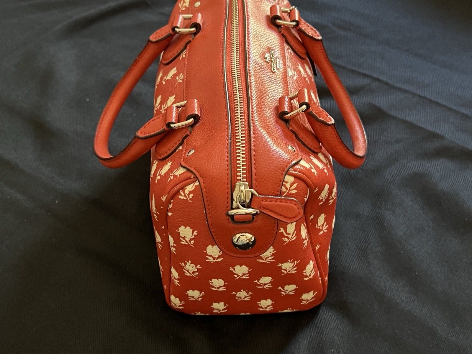 Coach Mini BENNETT Satchel In Floral Print Coated Canvas RED Crossbody