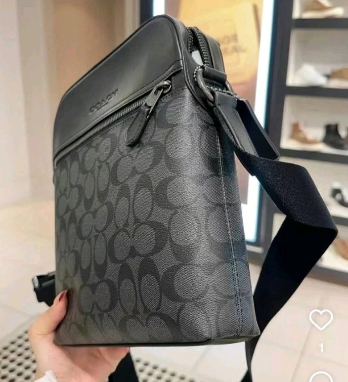 NWT Coach Houston Flight Bag In Signature Canvas Gunmetal/Charcoal/Black