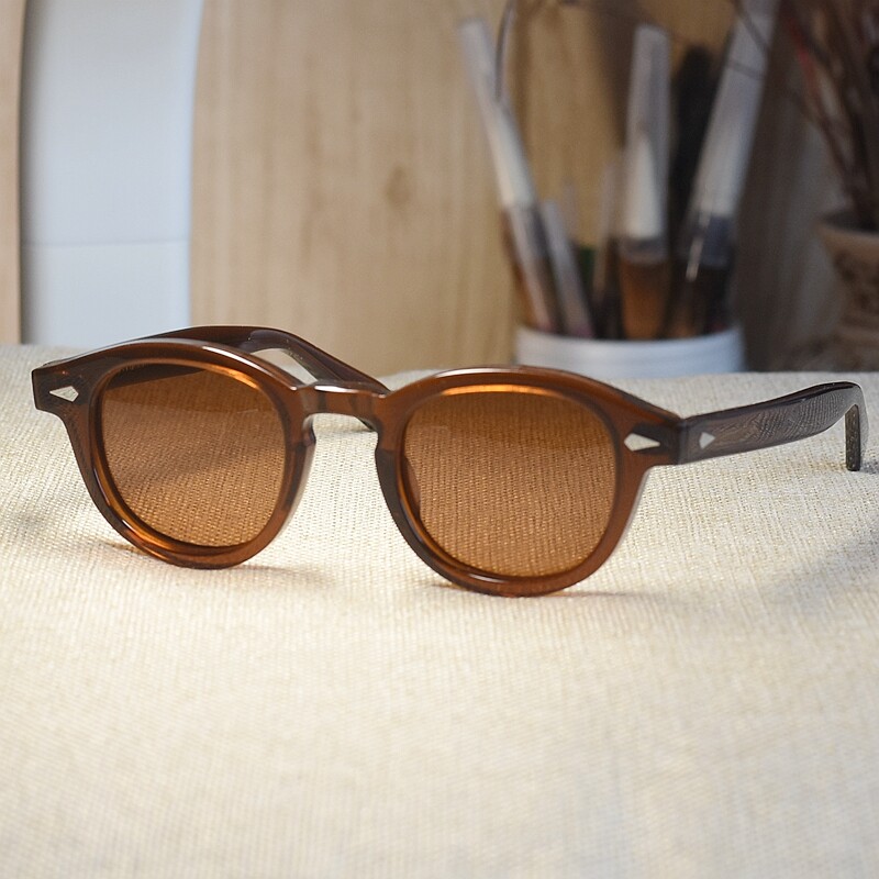 Johnny Depp Brown polarized sunglasses women mens brown acetate glasses UV400