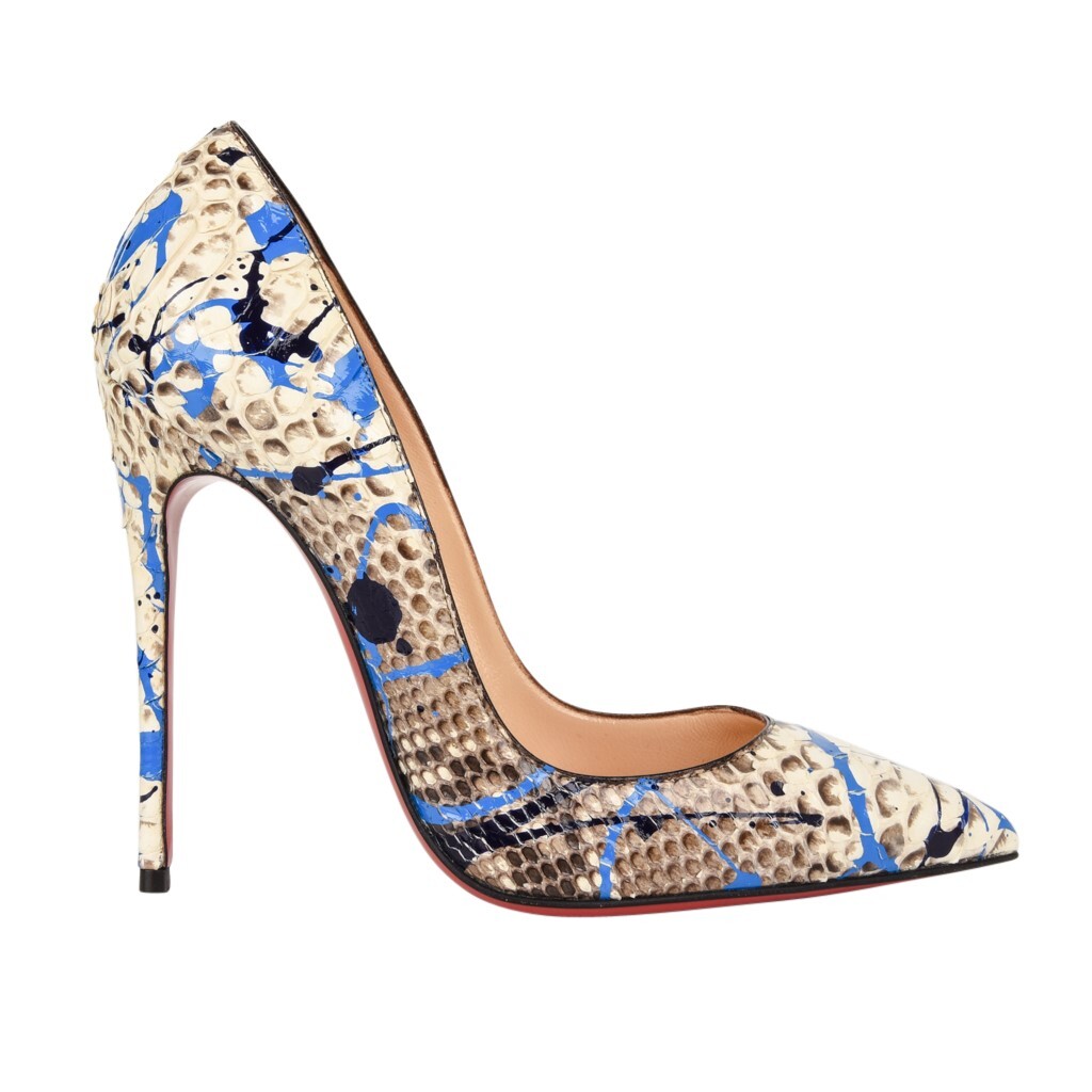 Christian Louboutin Shoe Snakeskin Graffiti Pigalle 115mm Rare 35 / 5 New