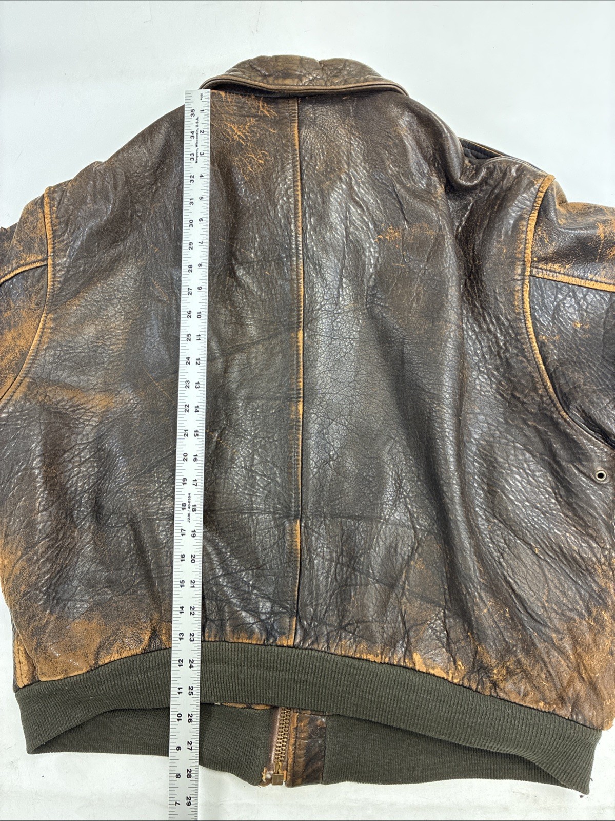 Vintage Avirex Leather Flight Bomber Jacket Size XL Brown Distressed