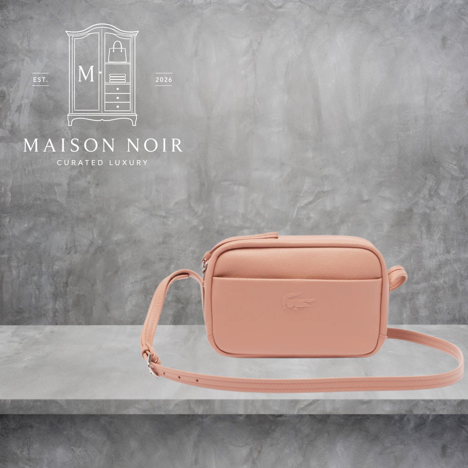 Lacoste Woman Small Pink Leather City Shoulder Bag