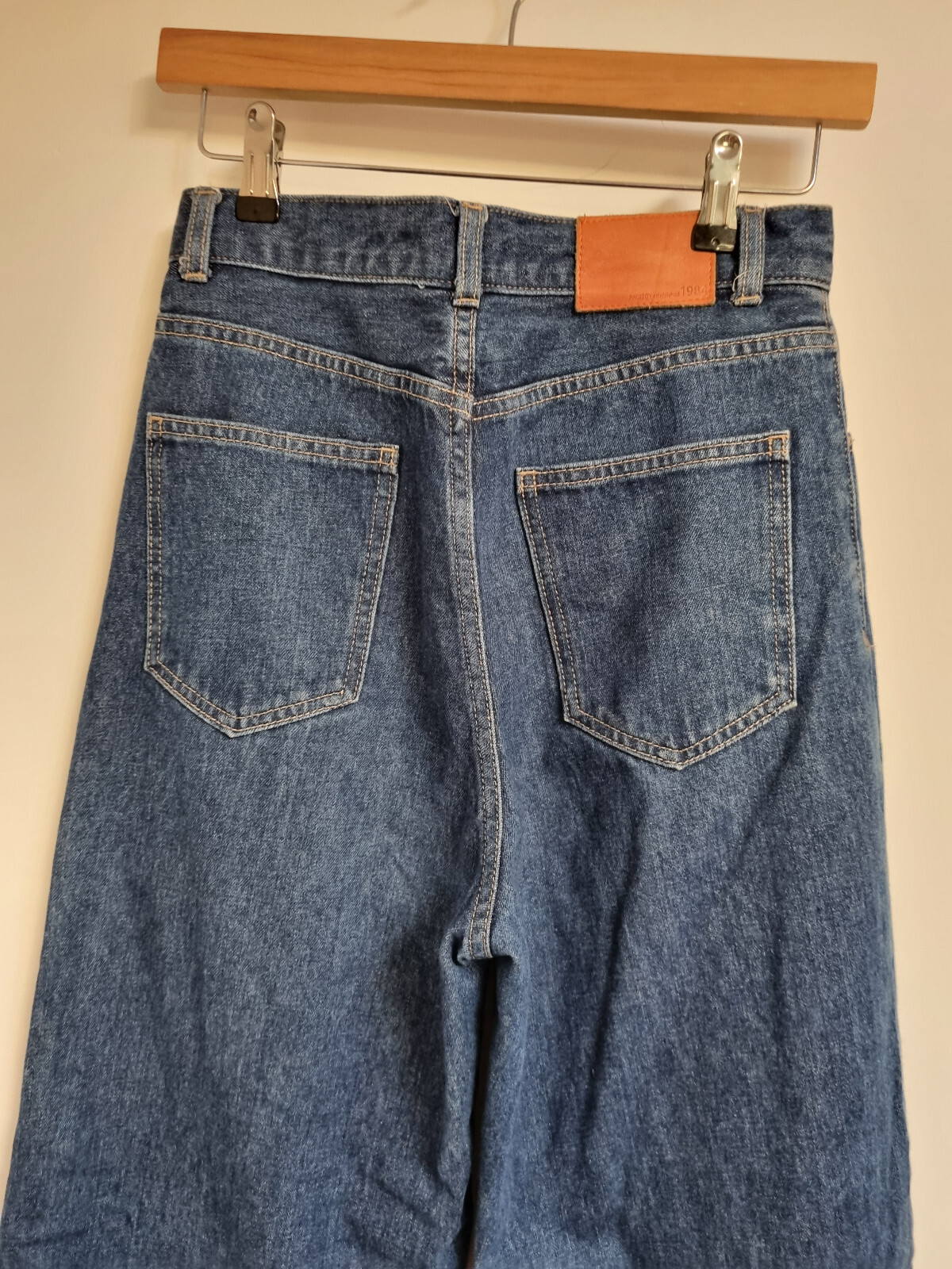 Alicia Pageboy Jeans Size S Waist 27 in Wide Leg Button Fly Raw Hem