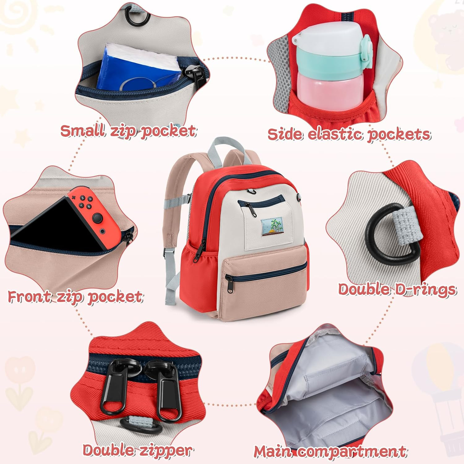 Toddler Backpack for Boys & Girls 1-3 Years, 10.5 Inch Lightweight Kids Bookbag,