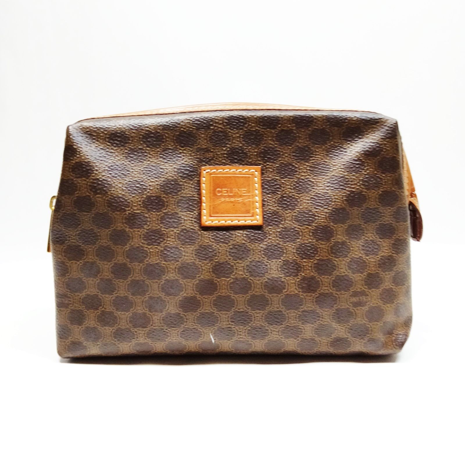 CELINE Clutch Bag Brown PVC 3757175
