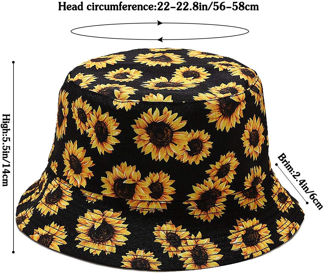 Unisex Bucket Hat Beach Sun Hat Aesthetic Fishing Hat for Men Women Teens, Rever