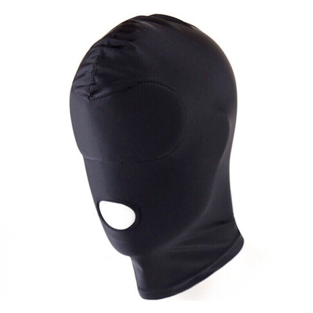Black Spandex Full Hood Face Head Cover Role Play Sexy Unisex Mask Slave Costume