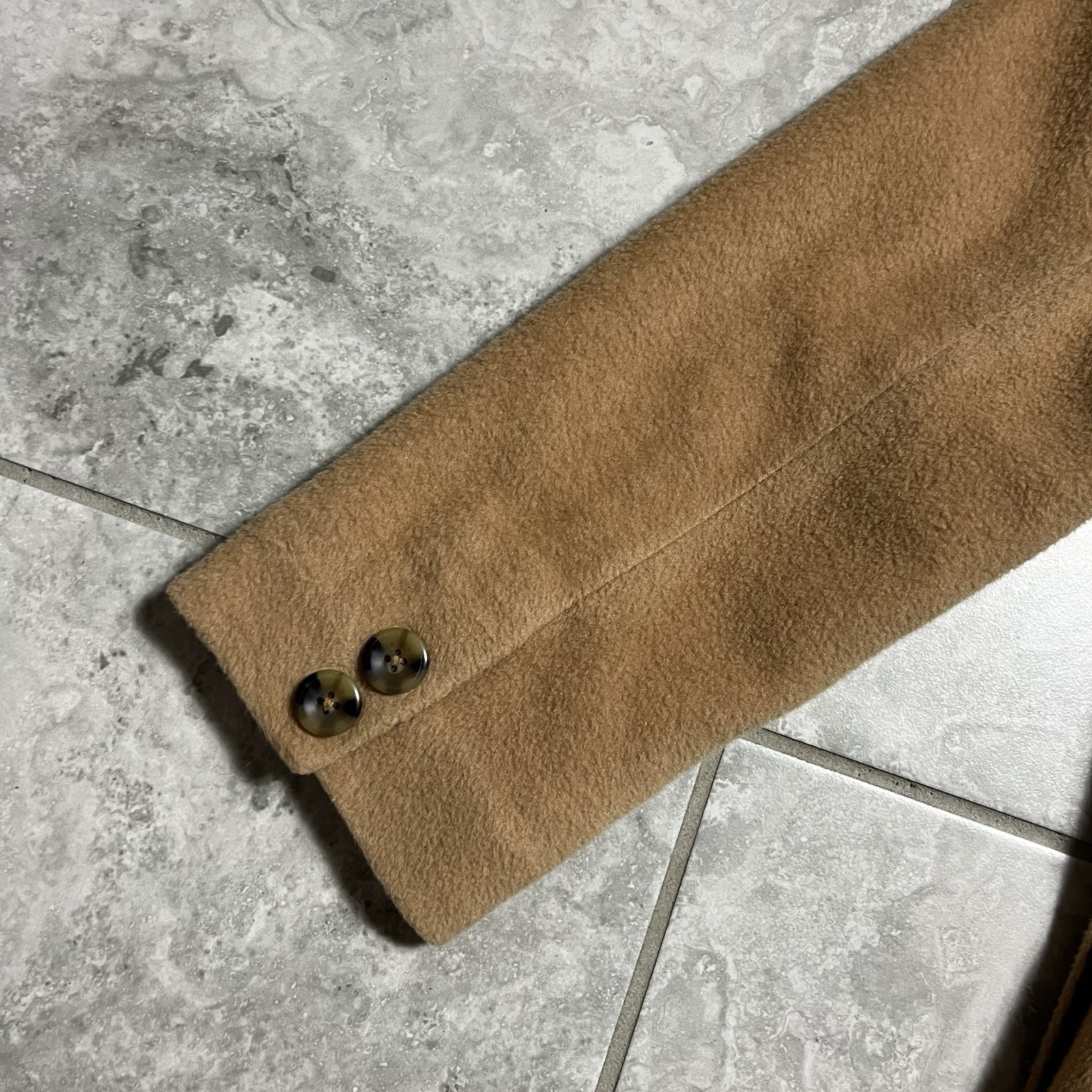 LL Bean Vtg Wool Blend Button Barn Coat Jacket Camel Tan 90s Womens S