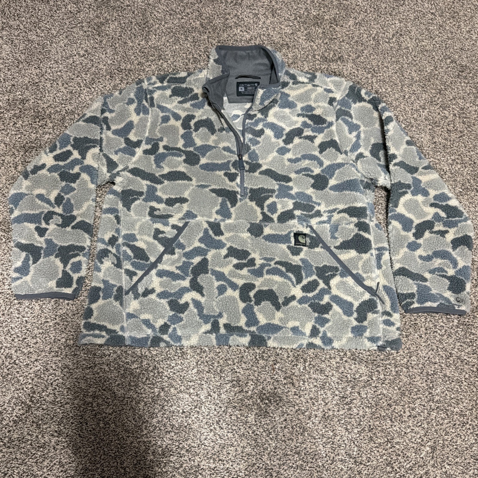Carhartt Camo Sharpa Fleece Pullover 1/2 Zip Loose Fit Mens XL Warm Rate #2
