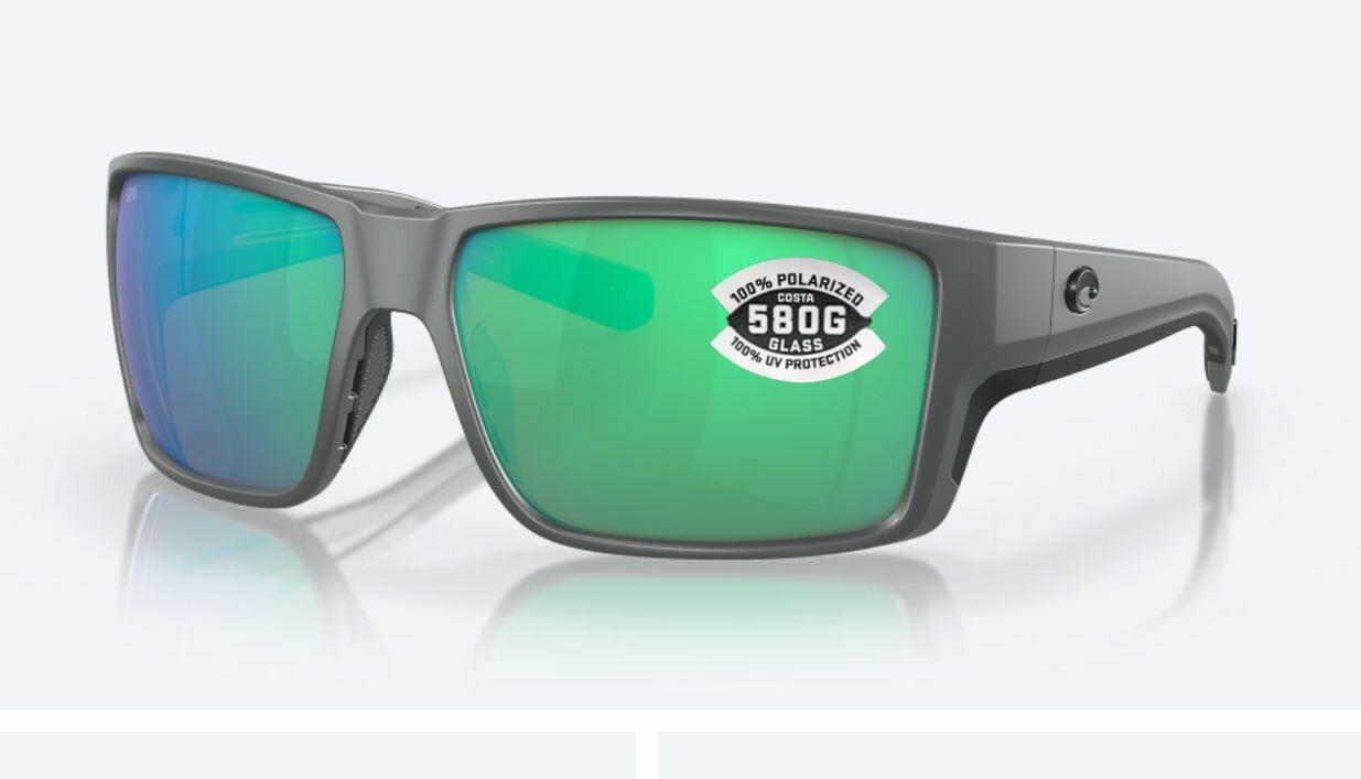 Costa Del Mar Reefton Pro Matte Gray / Green Mirror Polarized Glass 580G – NEW