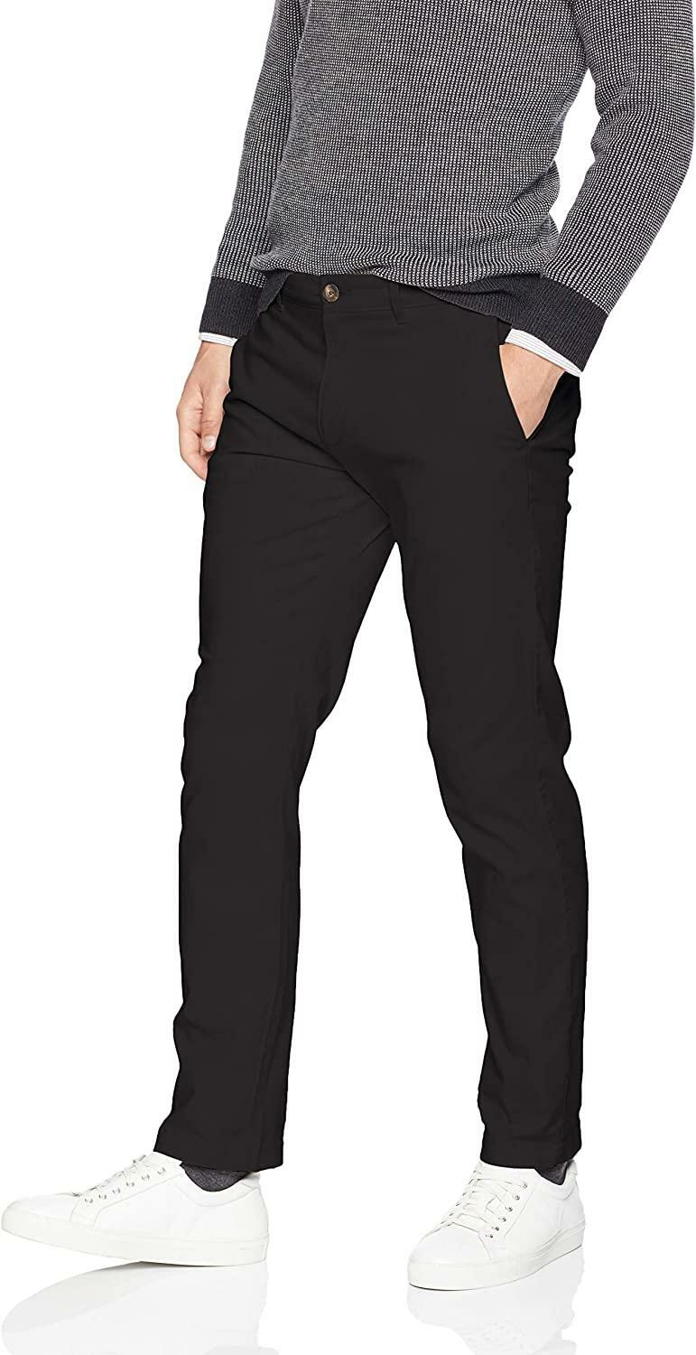 Essentials Men’s Slim-Fit Casual Stretch Khaki, Black, 30W x 29L