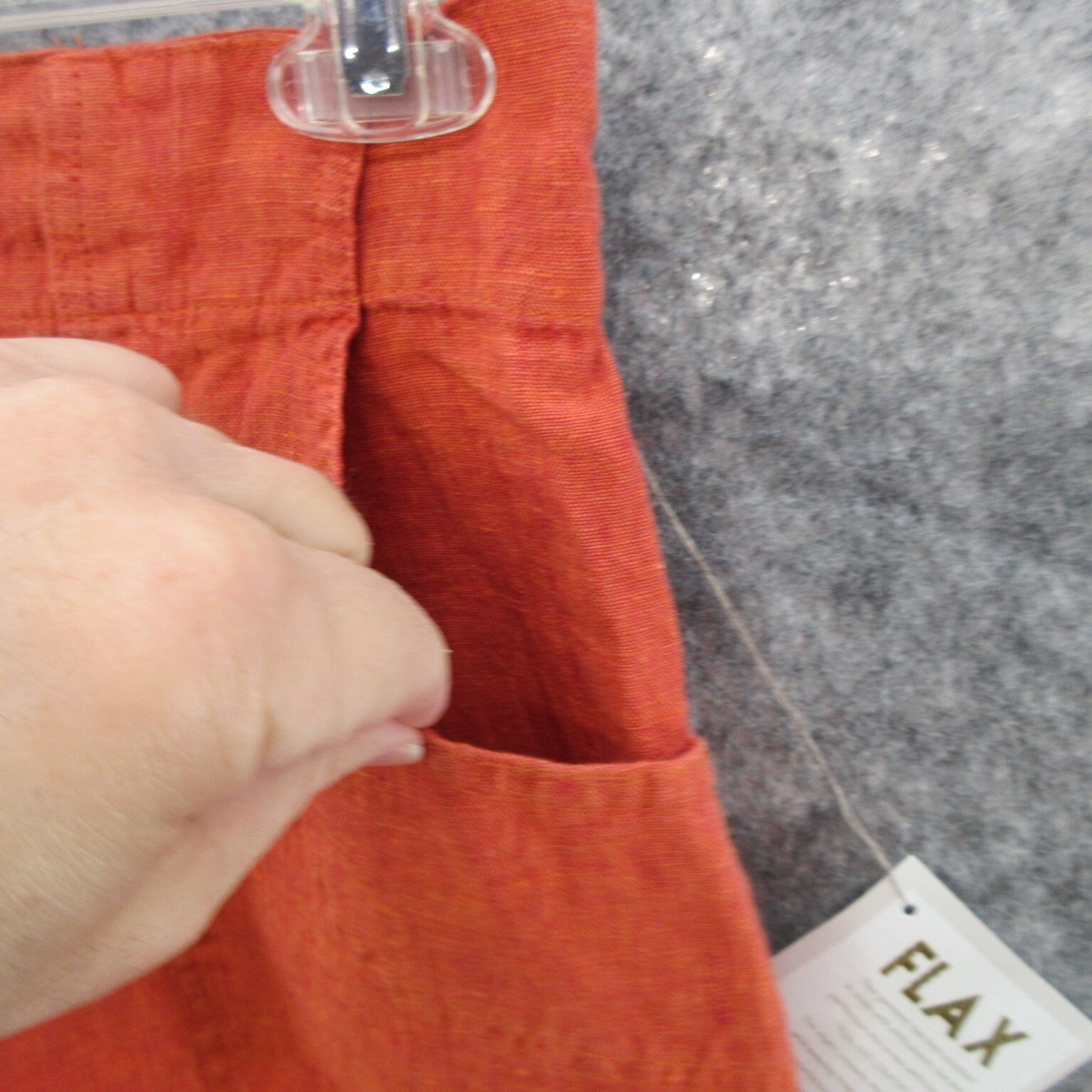 FLAX Designs Linen Skirt Small Solid Orange Maxi Pull-On Elastic Waistband New