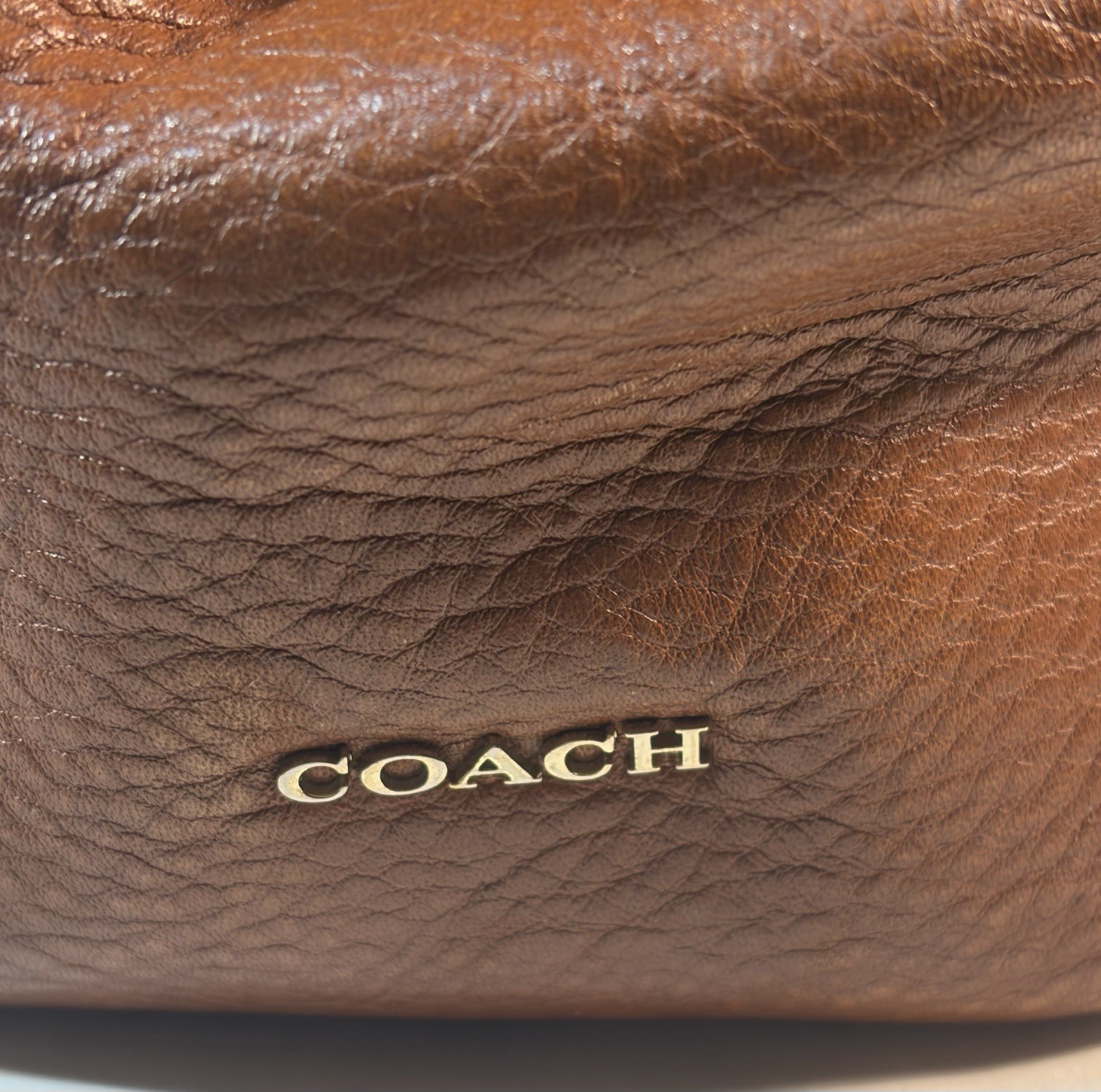 COACH Madison Small Phoebe Shoulder Bag Cognac Brown Pebbled Leather Hobo Fall