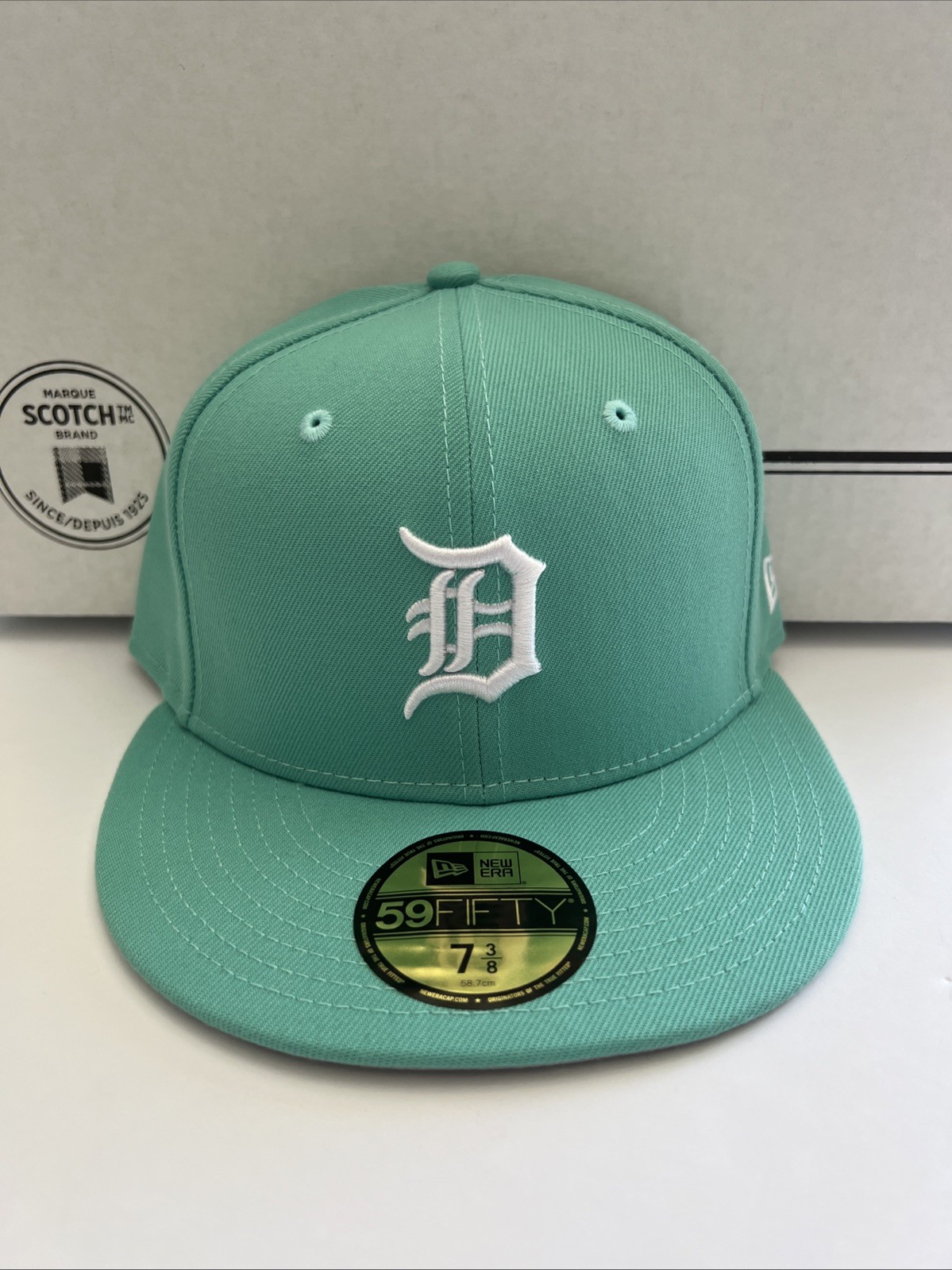 NEW ERA 59 FIFTY MLB DETROIT TIGERS SEAFOAM GREEN FITTED MENS HAT SZ 7 3/8 NEW