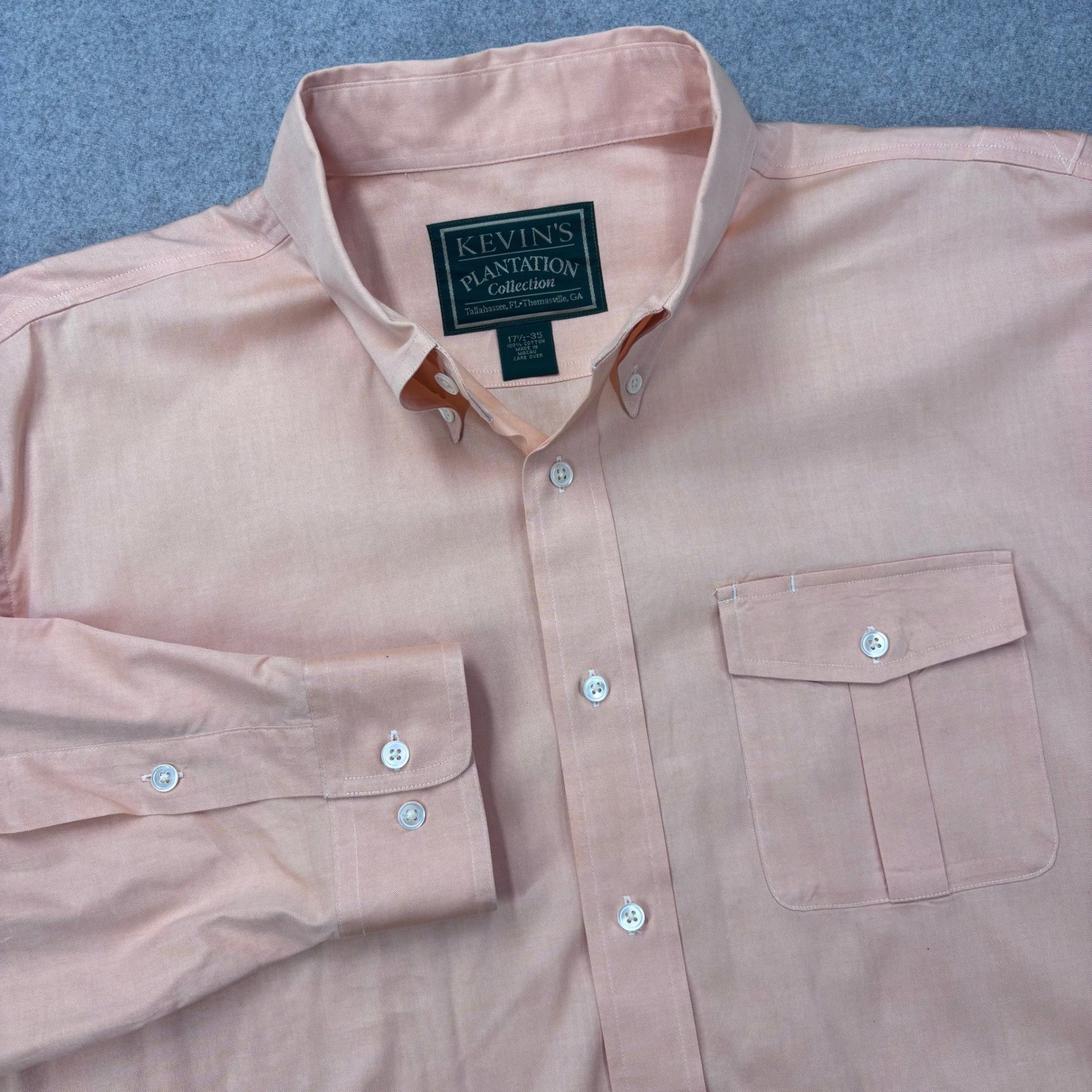 Kevin’s Plantation Collection Shirt Men 17.5-35 (XXL) Pink Bellow Bi-Swing FLAW