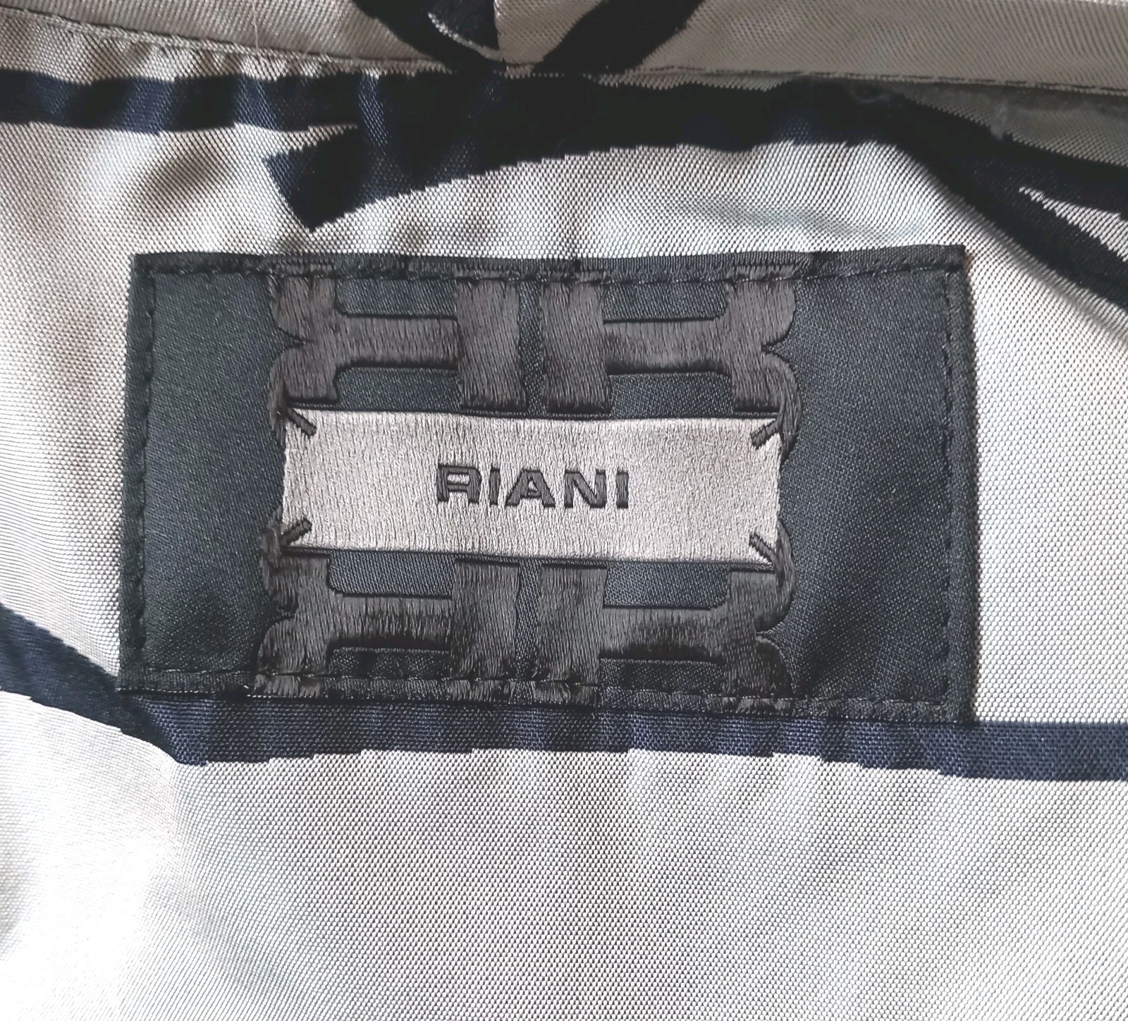 RIANI Coat Kimono Style Blue Grey Graphic Print 3/4 Sleeves Collared 36/38