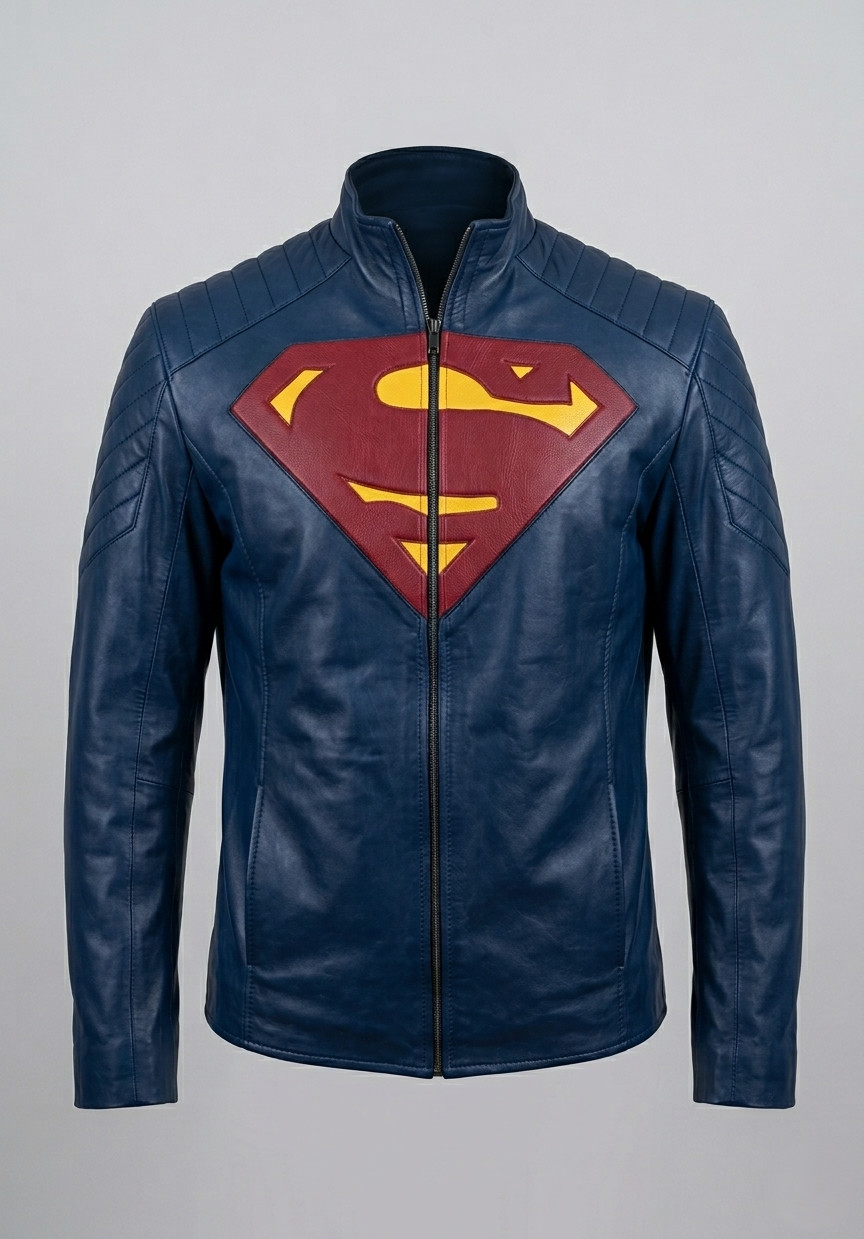Superman Leather Jacket Man Of Steel Blue Cosplay Premium Motorcycle Biker