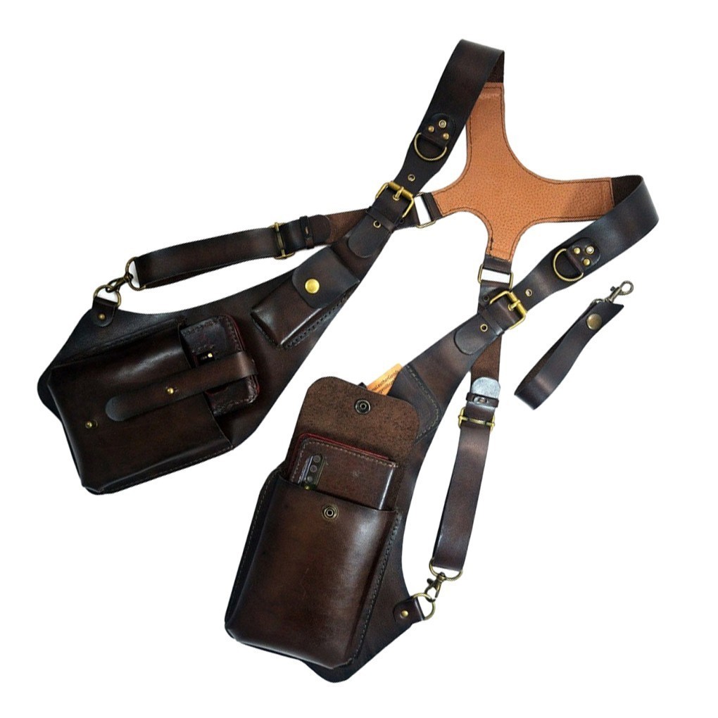 Adjustable Anti-Theft Underarm Shoulder Bag PU Leather Vest Wallet Holster Bag