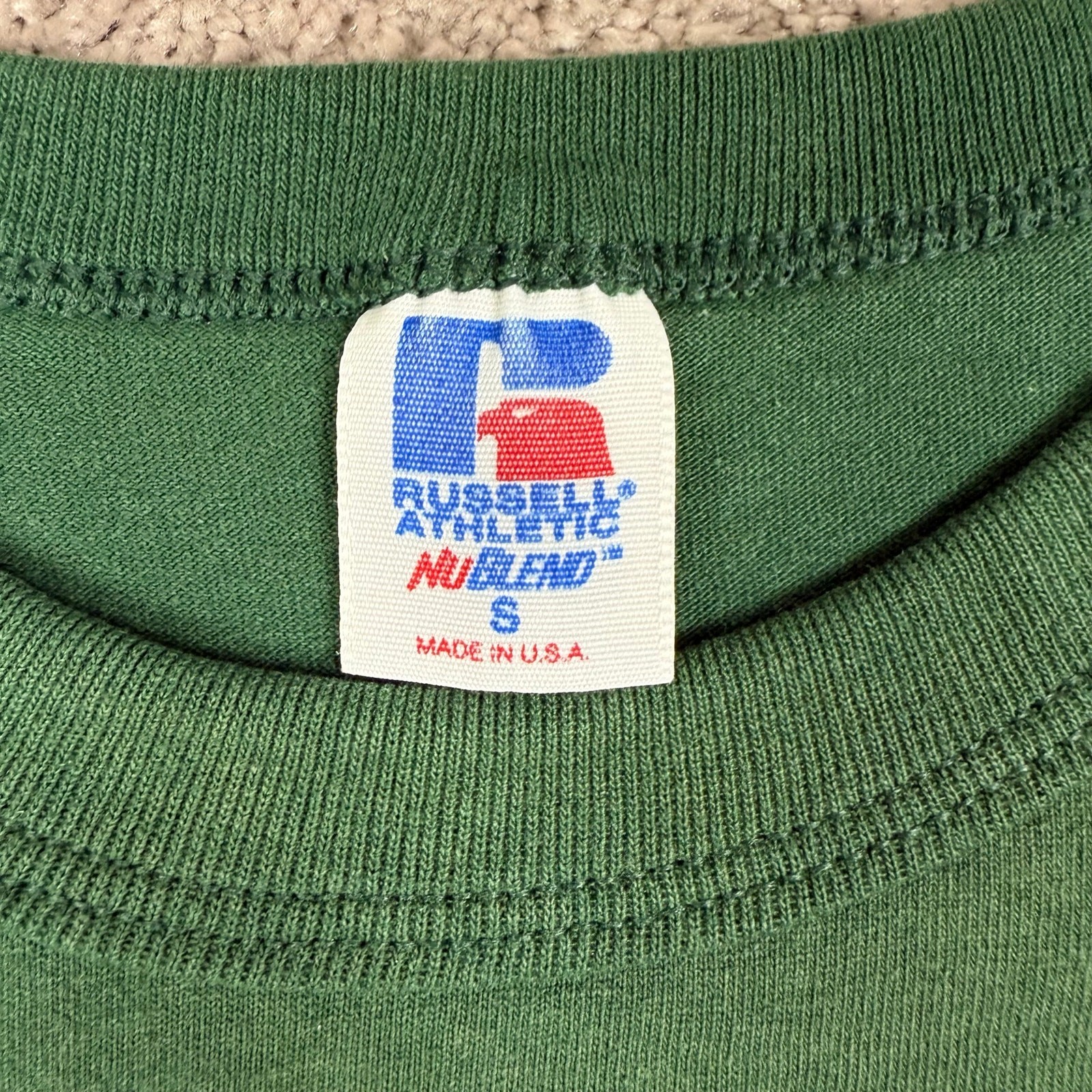 Russell Athletic Size S Green Jaguar PE Single Stitch Graphic Tee Vintage USA