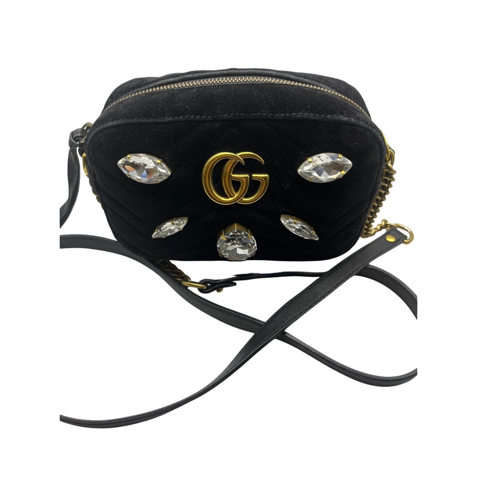 Gucci Marmot Black Velvet Crossbody or Shoulder Bag