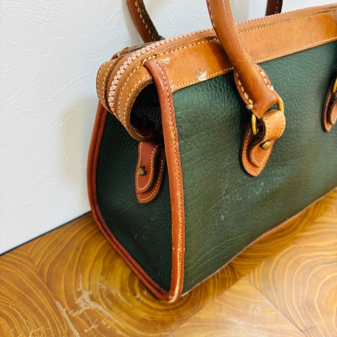 Dooney & Bourke Mini Boston Bag Green US 11.6in Pebbled Leather Vintage Japan