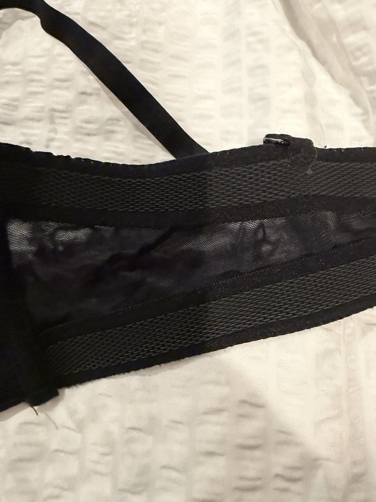 Black Floral Lace Bustier Bra 36B Underwired Demi Adjustable Straps Hook&Eye