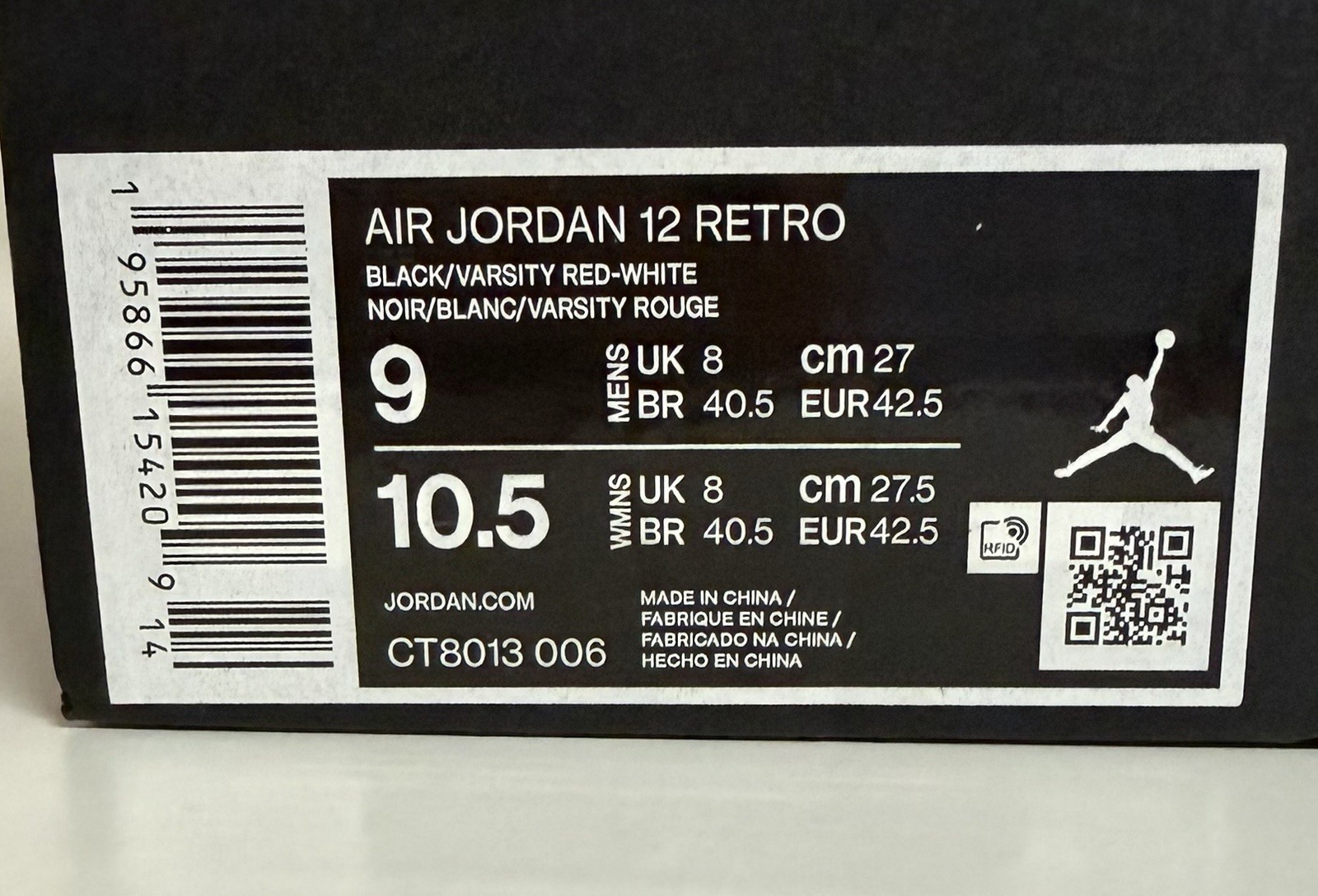 Nike Air Jordan 12 Retro Playoff 2022 Mens Sz 9 Black White CT8013-006 NEW!!!