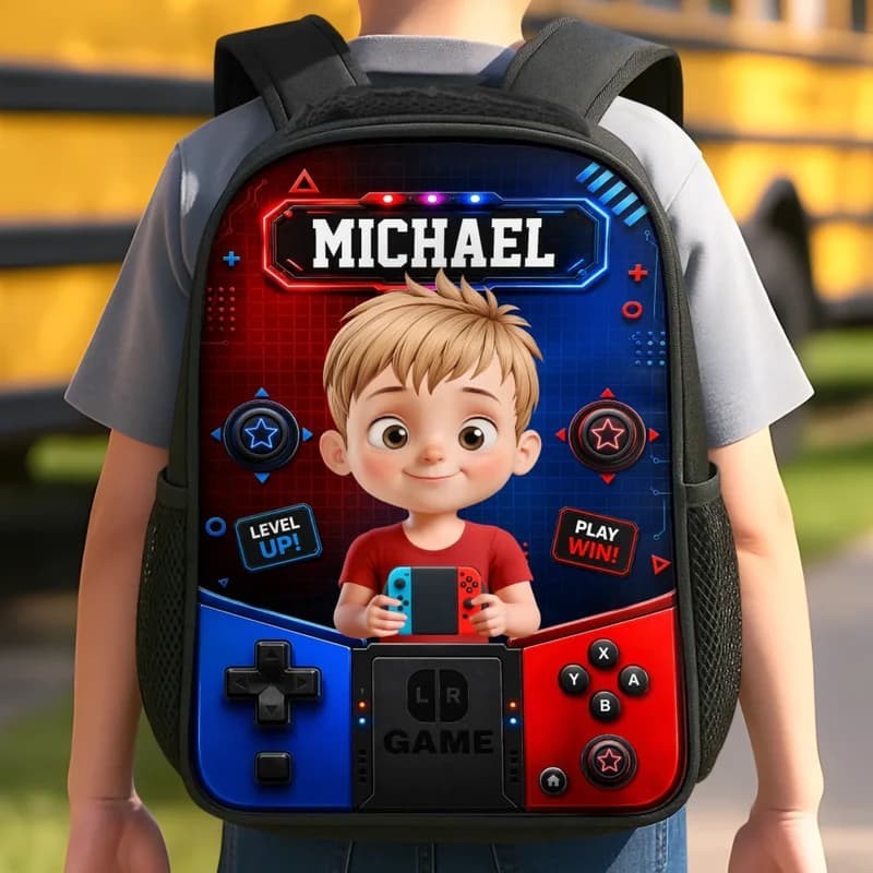 Personalized Kids Backpack, Custom Photo School Bag, Back to School Gift for Boy