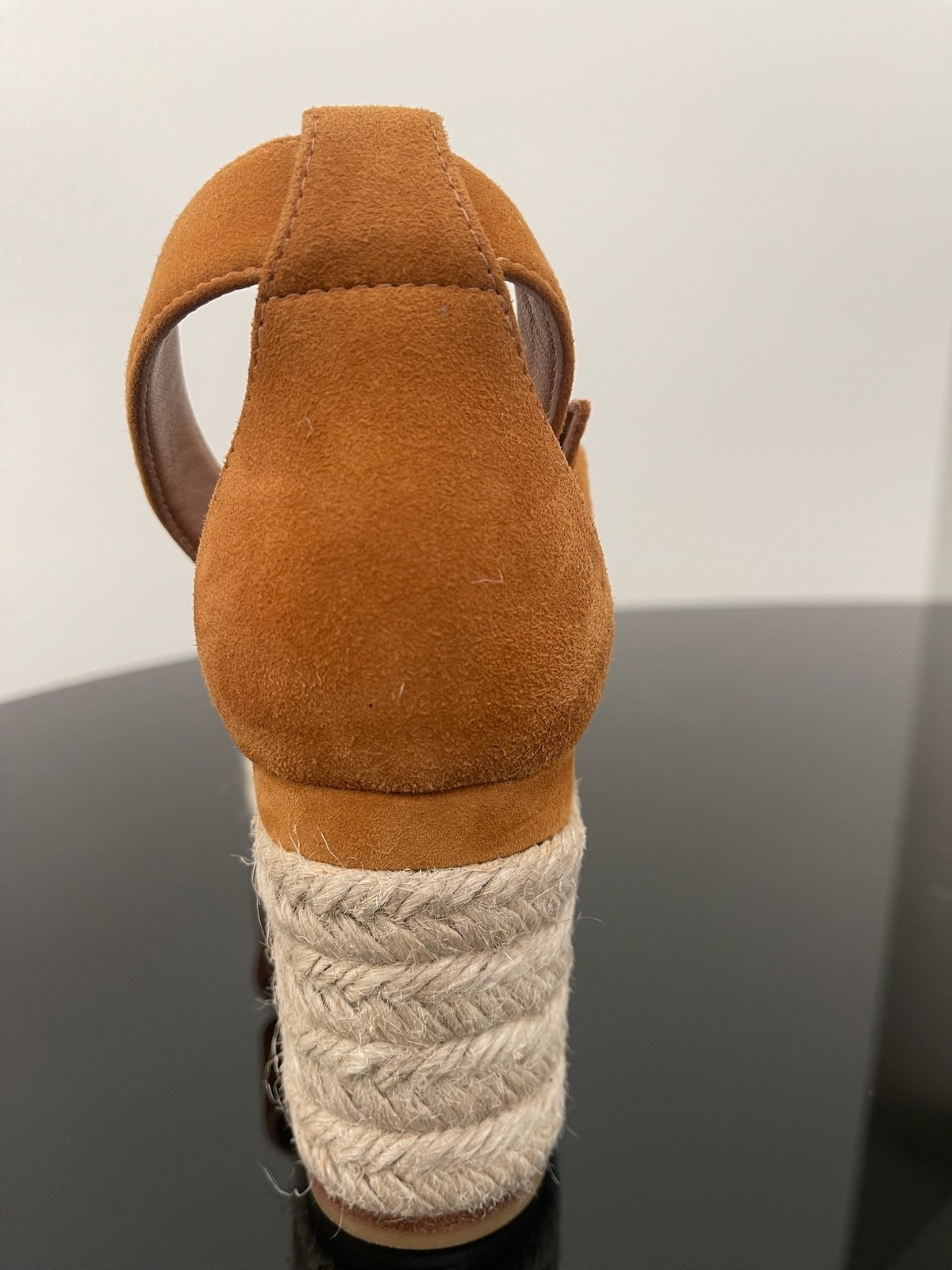 Hermès Elda Espadrille NIB Wedge Sandals Naturel Suede Goatskin Size 37 New Box