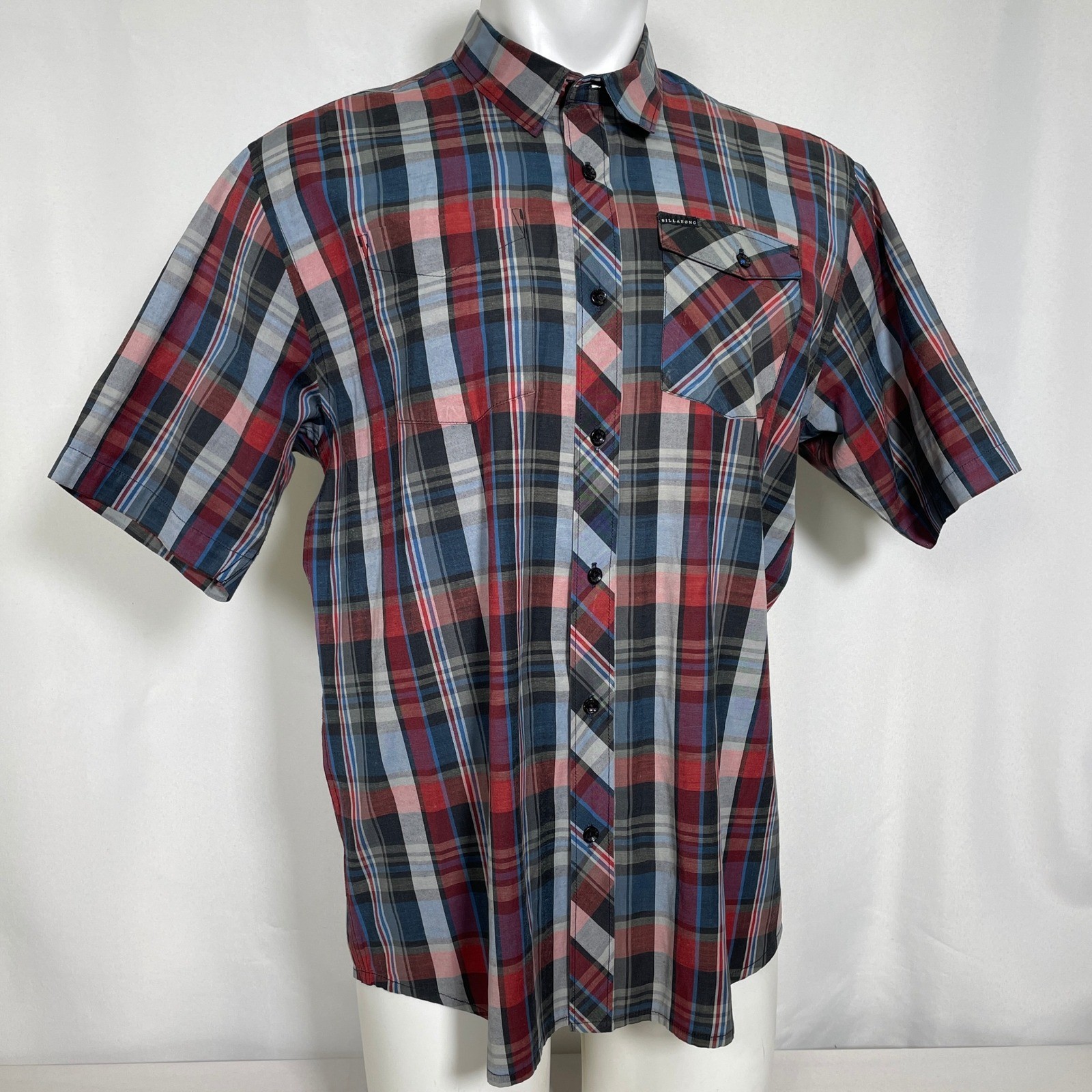 Billabong Reguar Fit Multicolor Plaid Long Sleeve Button Down Shirt Men’s LARGE