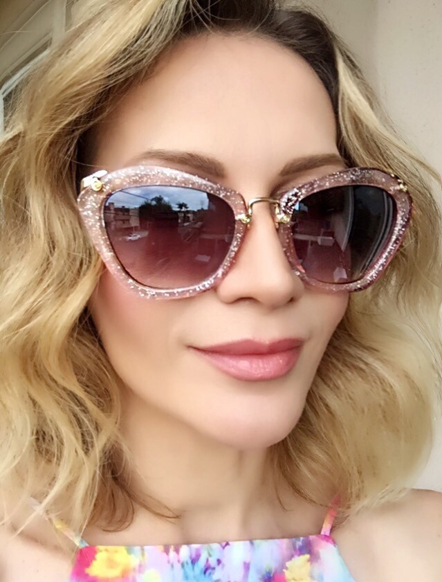 NEW Retro Square Cat Eye Glossy Glitter NOIR Fashion Big Women Sunglasses 2019