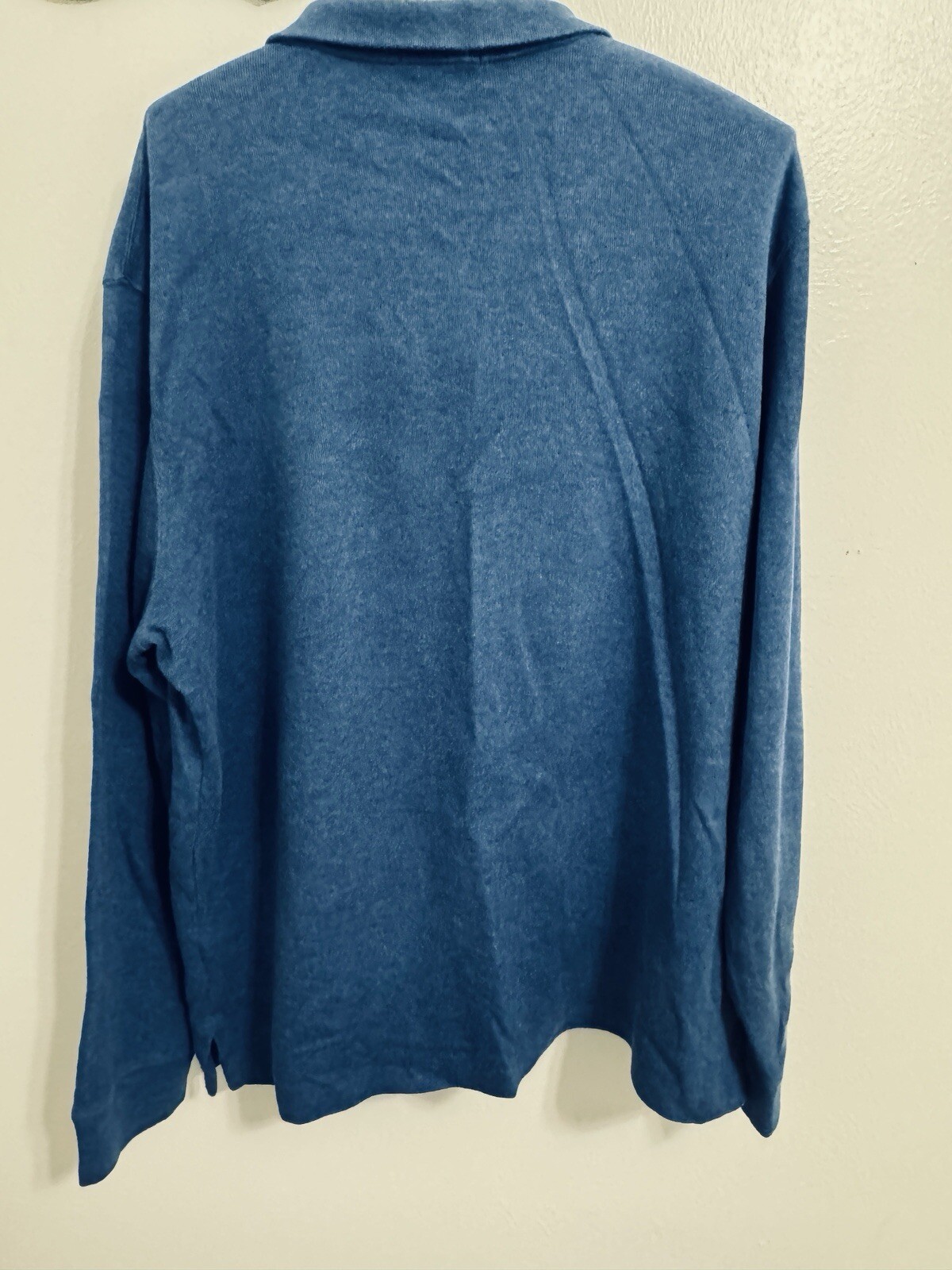 Polo Ralph Lauren shirt Mens XL blue cotton estate rib long sleeve (T1579K)
