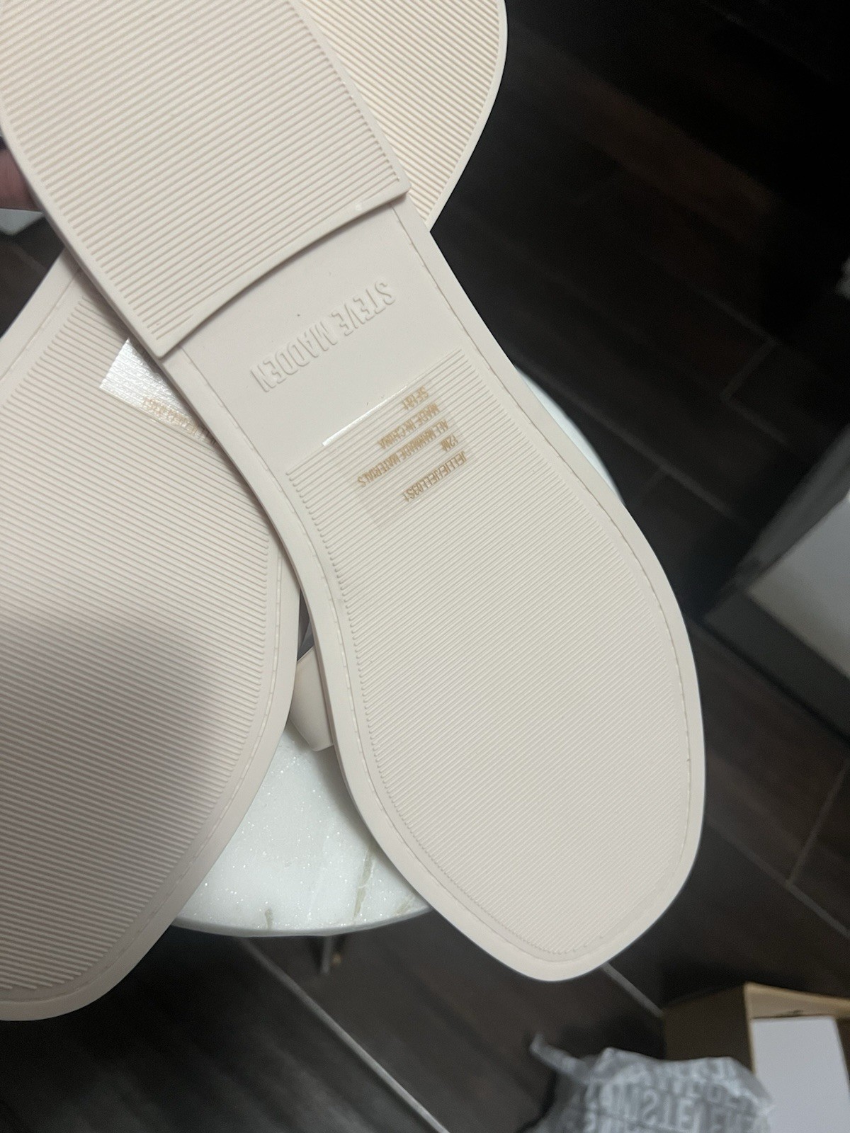 Steve Madden Jellie Bone Logo Slide Sandals Slip On Women’s Shoes
