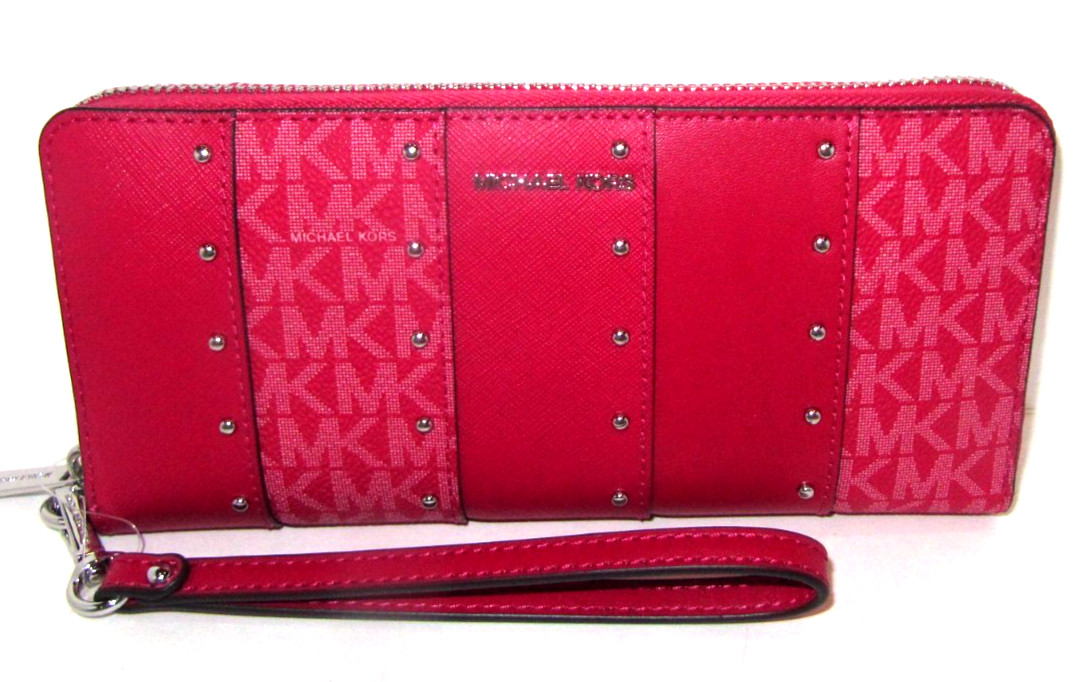 Michael Kors Jet Set Travel Large Continental Card Wallet Dark Raspberry NWT$328