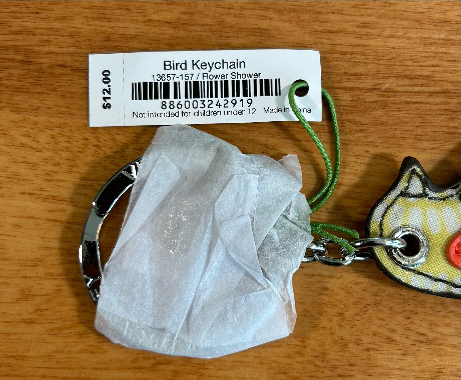 Vera Bradley Bird Keychain In Flower Shower 13657-157 Sealed NWT