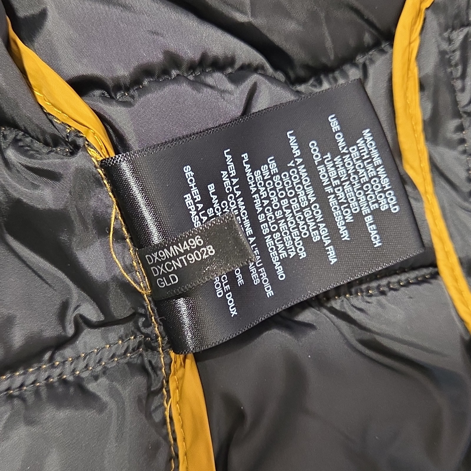 DKNY Men’s Gold Packable Insulated Puffer Jacket Zip Stand-Up Collar L #0046