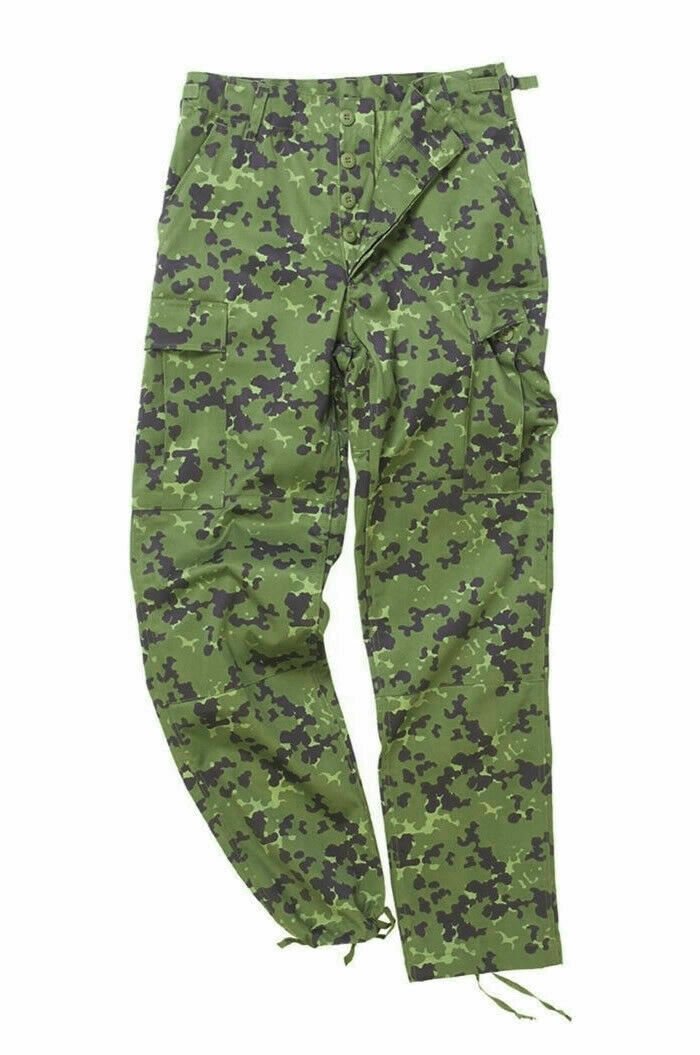 DANISH MILITARY CAMOUFLAGE BDU PANTS MILITARY CARGO 6 POCKET FATIGUE TROUSERS