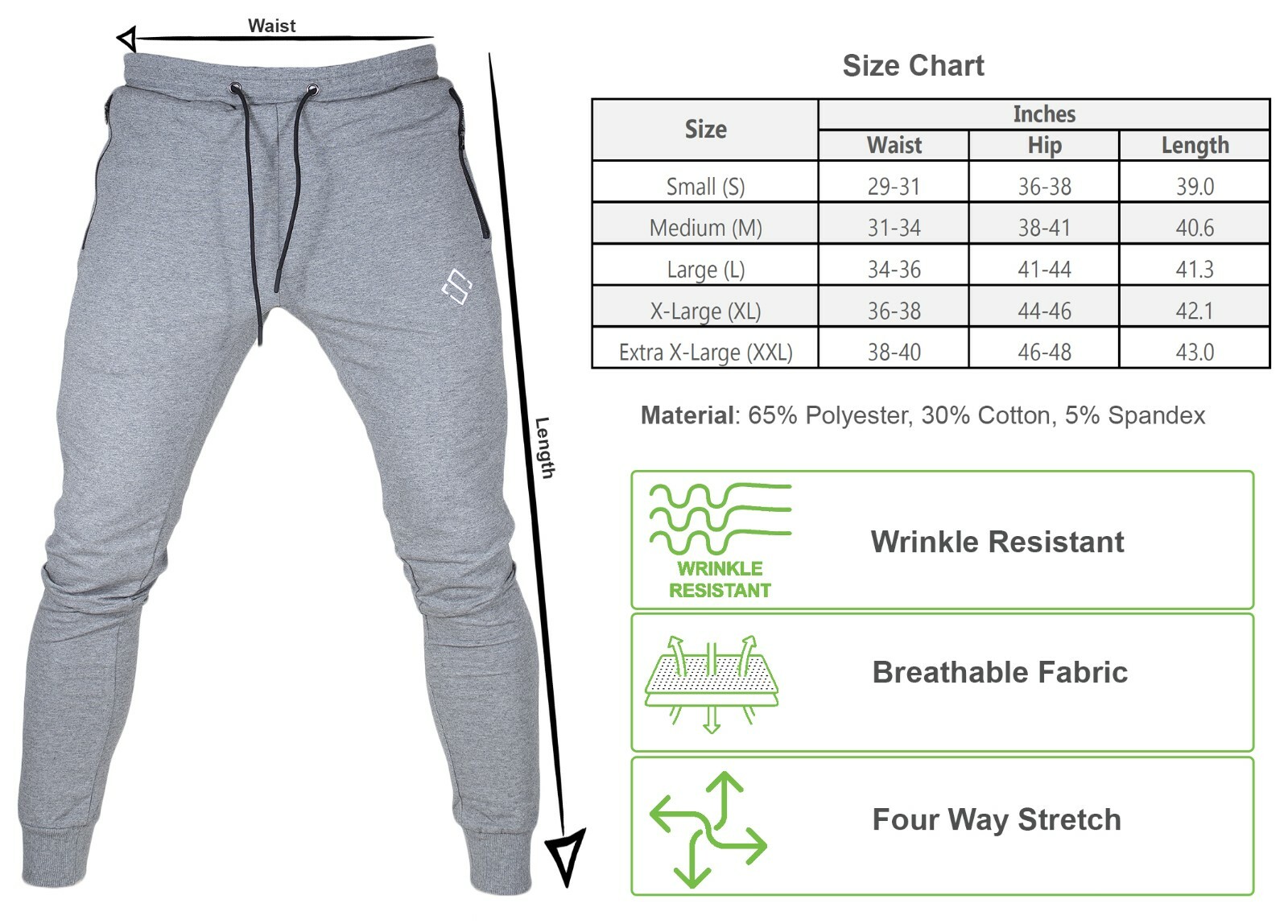 Men’s Workout Slim Fit Joggers Sweatpants Athletic with YKK Zipper Pockets