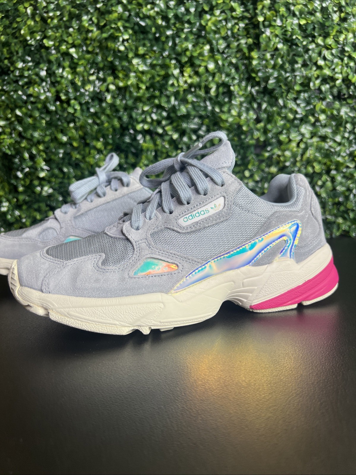 Adidas Falcon Suede Canvas Shoes Trainers Size 7.5 Grey/Magenta