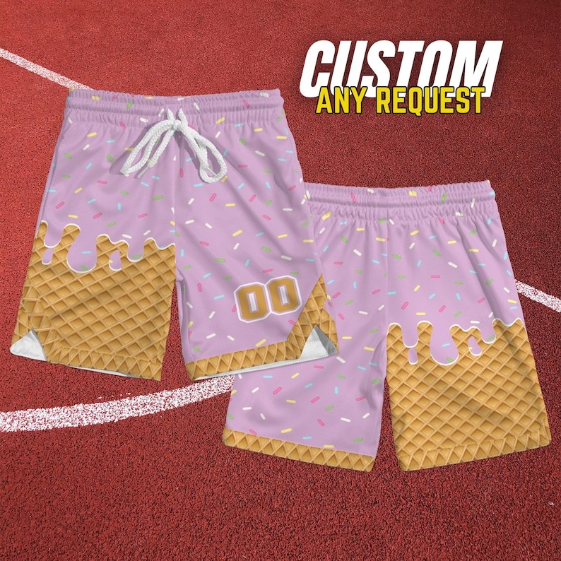 Baseball Jersey Shorts Kid – Youth Ice Cream Drip Sports Mesh Shorts Size 2T-YXL