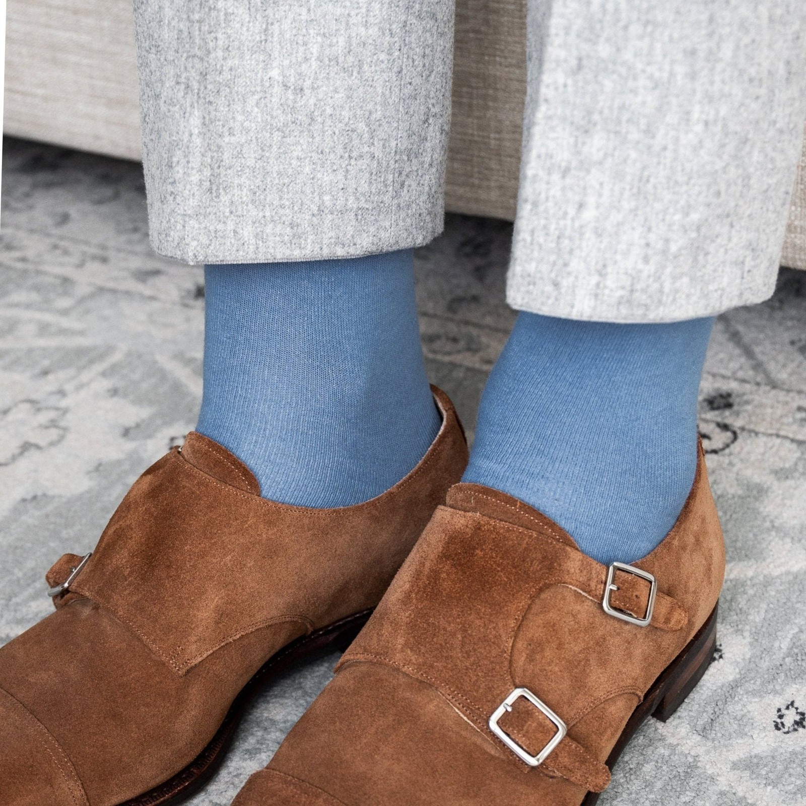 Solid Color Crew Cotton Dress Socks – Light Blue