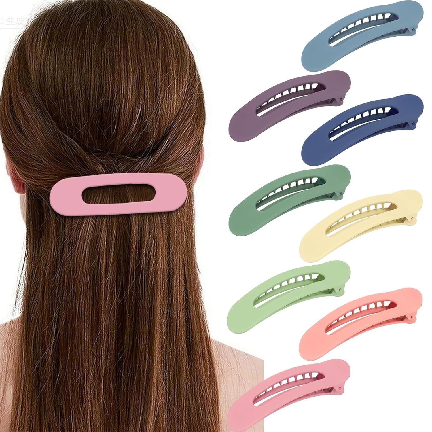 10pc Random Flat Hair Clips French Large Flat Claw Clip for Thick Thin Hair