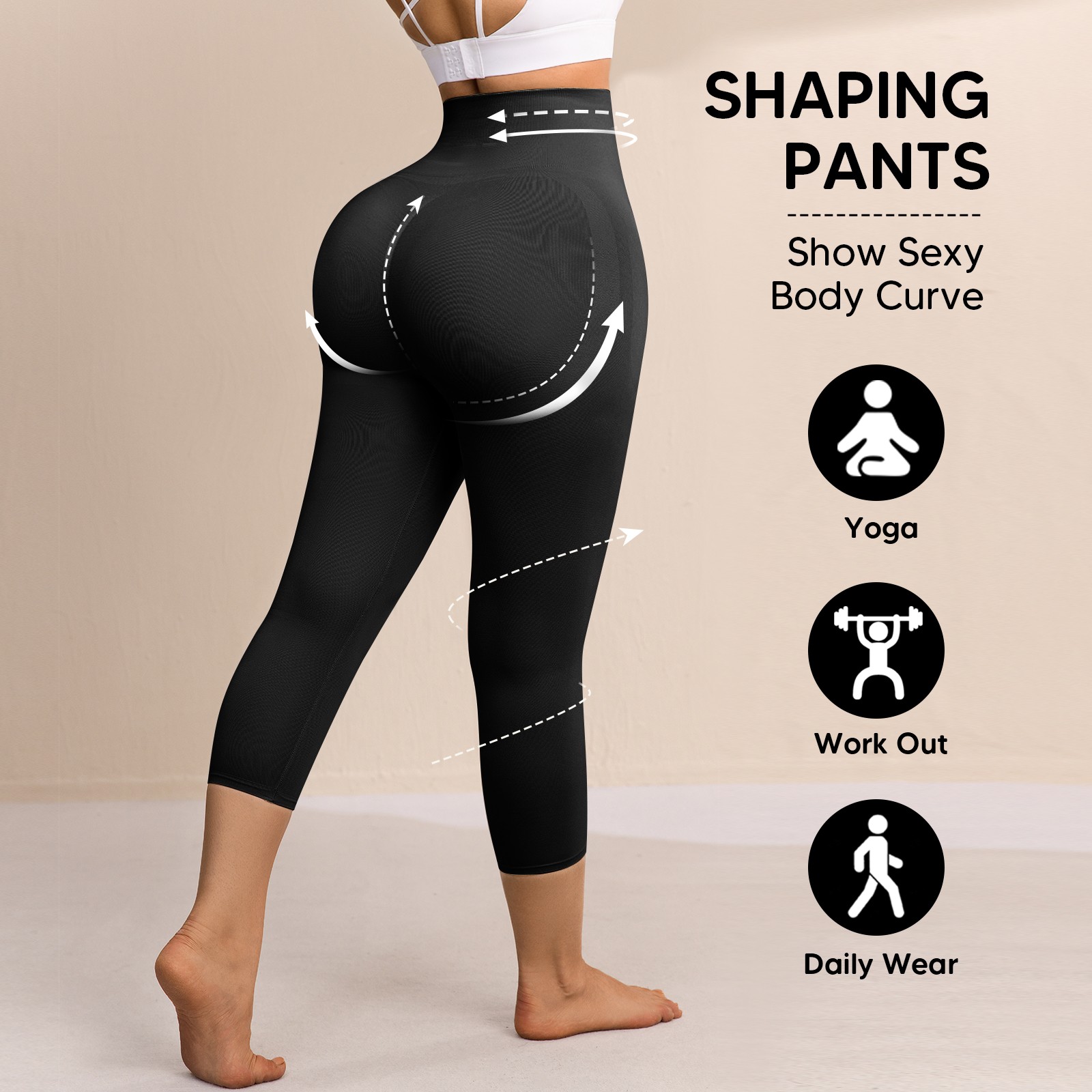 Plus Size Women Anti Cellulite Compression Leggings Leg Shaper High Waist Capris