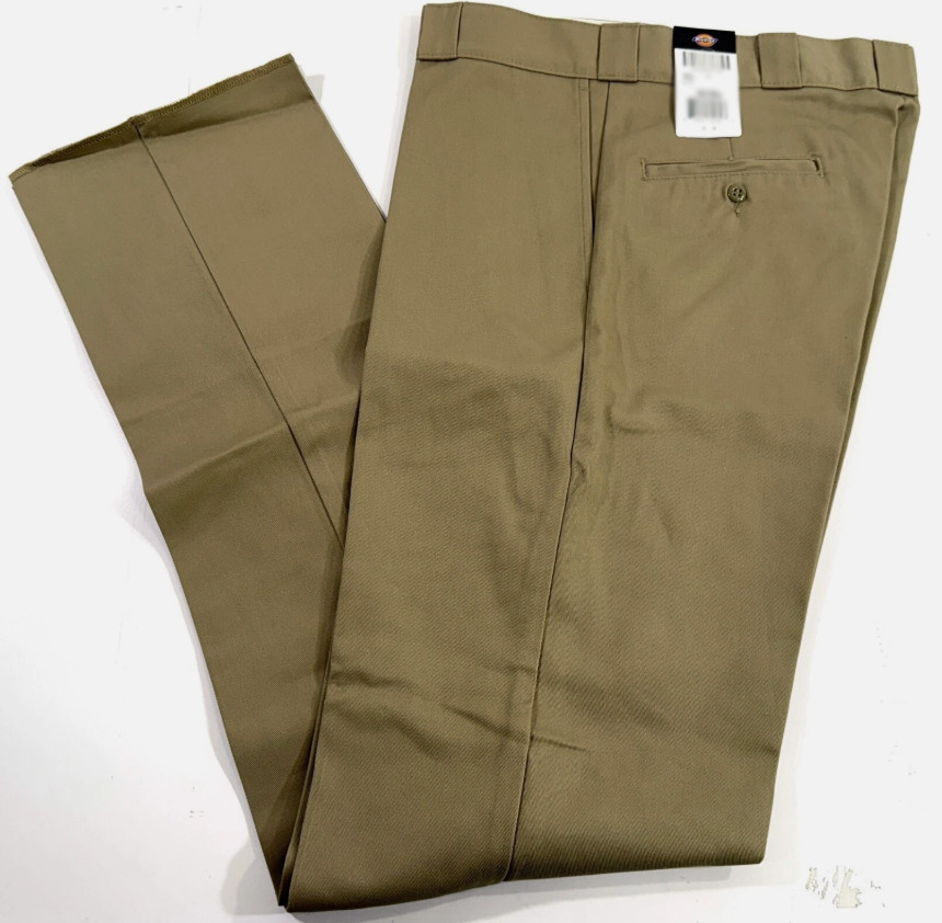 NEW MENS 44×36 DICKIES ORIGINAL 874 WORK PANTS KHAKI SIZE 44 UNHEMMED