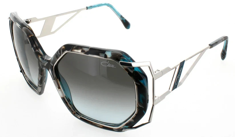 Cazal Sunglasses 8505 C003 Blue Silver Oversized Frame Green Gradient Lens 57mm