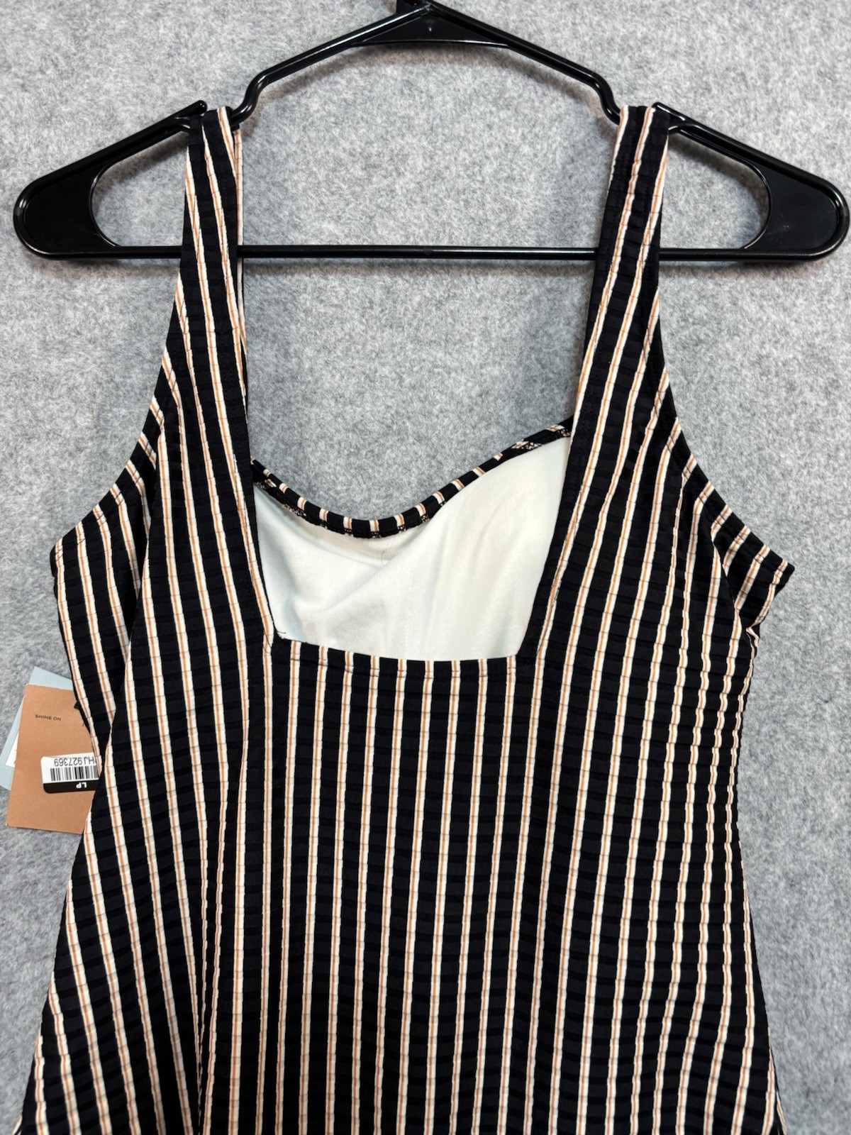 Shade & Shore Black Stripes One-Piece Bathing Suit Size Medium 8-10 NWT $40