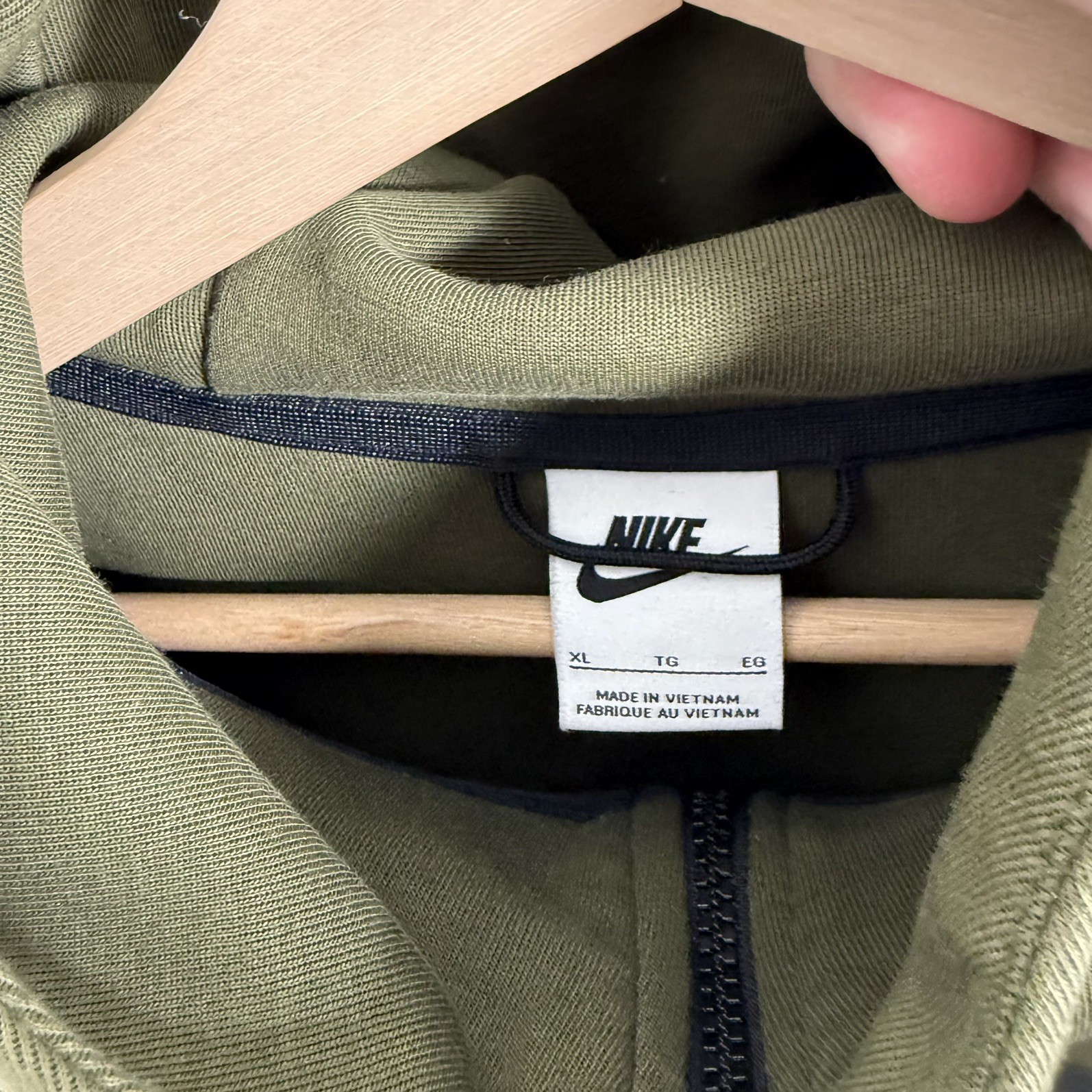 Nike Tech Fleece Windrunner Full Zip Hoodie Olive Green Men’s Size Large